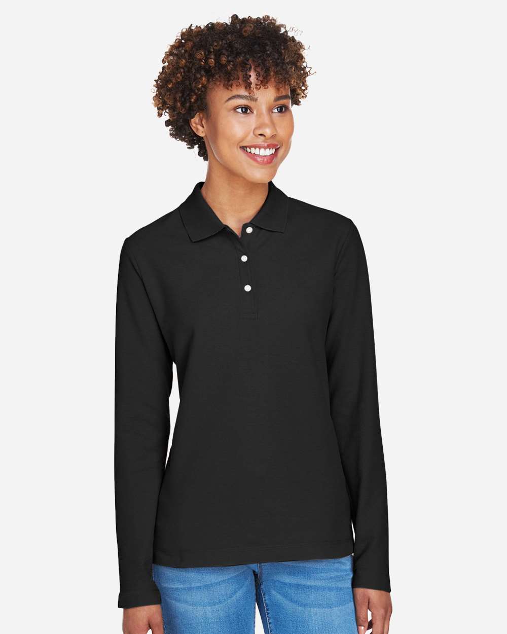 Devon & Jones Polos S / Black Devon & Jones D110W Women's Pima Piqué Long Sleeve Polo