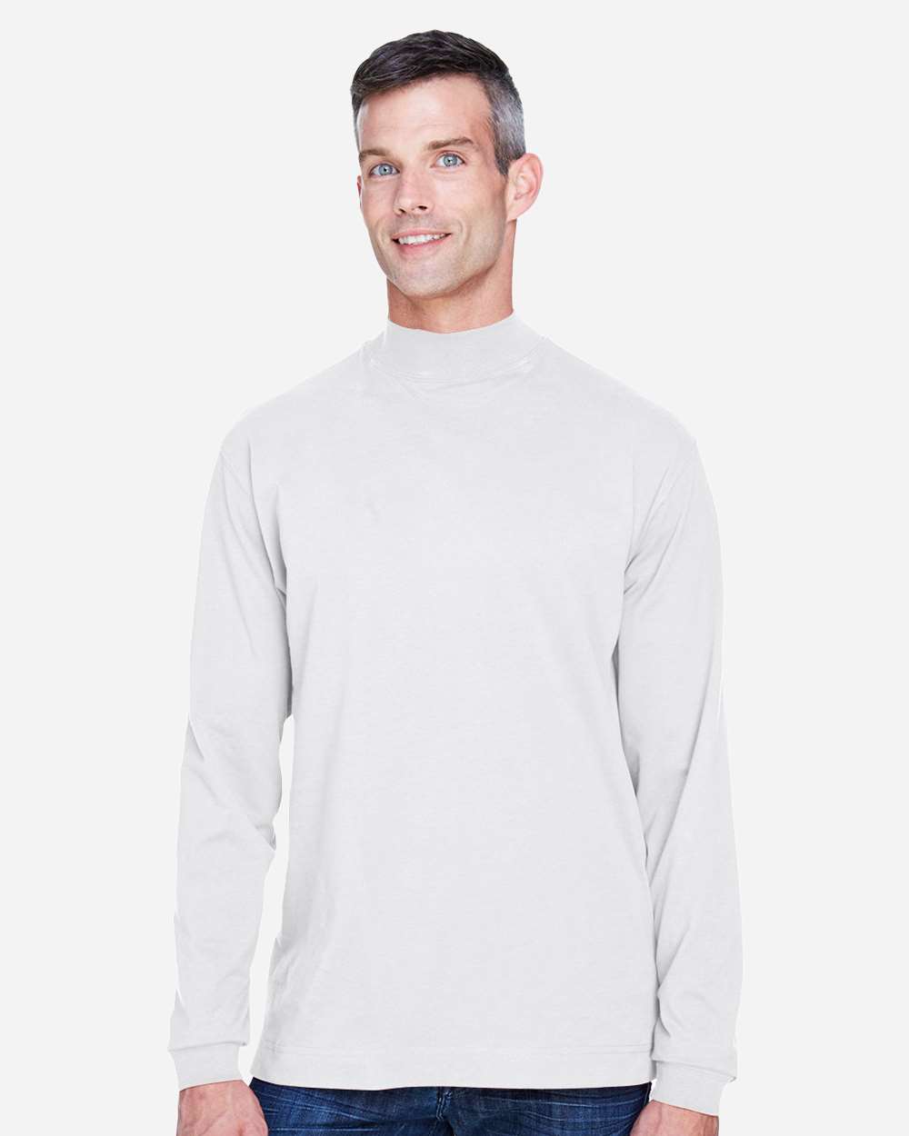 Devon & Jones T-Shirts - Long Sleeve XS / White Devon & Jones D420 Unisex Sueded Jersey Mock Neck T-Shirt
