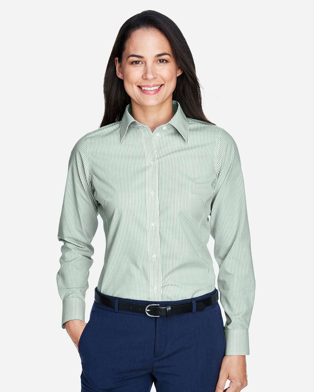 Devon & Jones Wovens S / Dill Devon & Jones D645W Women's Crown Collection® Banker Stripe Woven Dress Shirt
