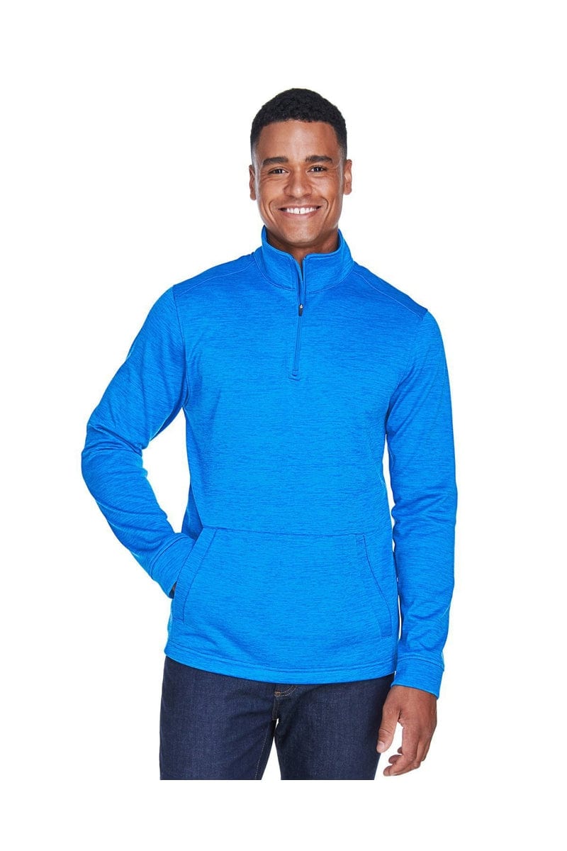 Devon & Jones DG798 Men's Newbury Melange Fleece Quarter-Zip in French Blue Hthr