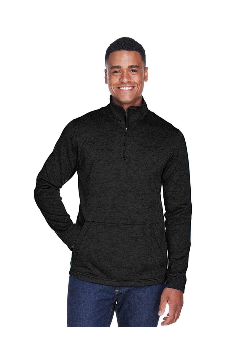 Devon & Jones DG798 Men's Newbury Melange Fleece Quarter-Zip in Black Heather