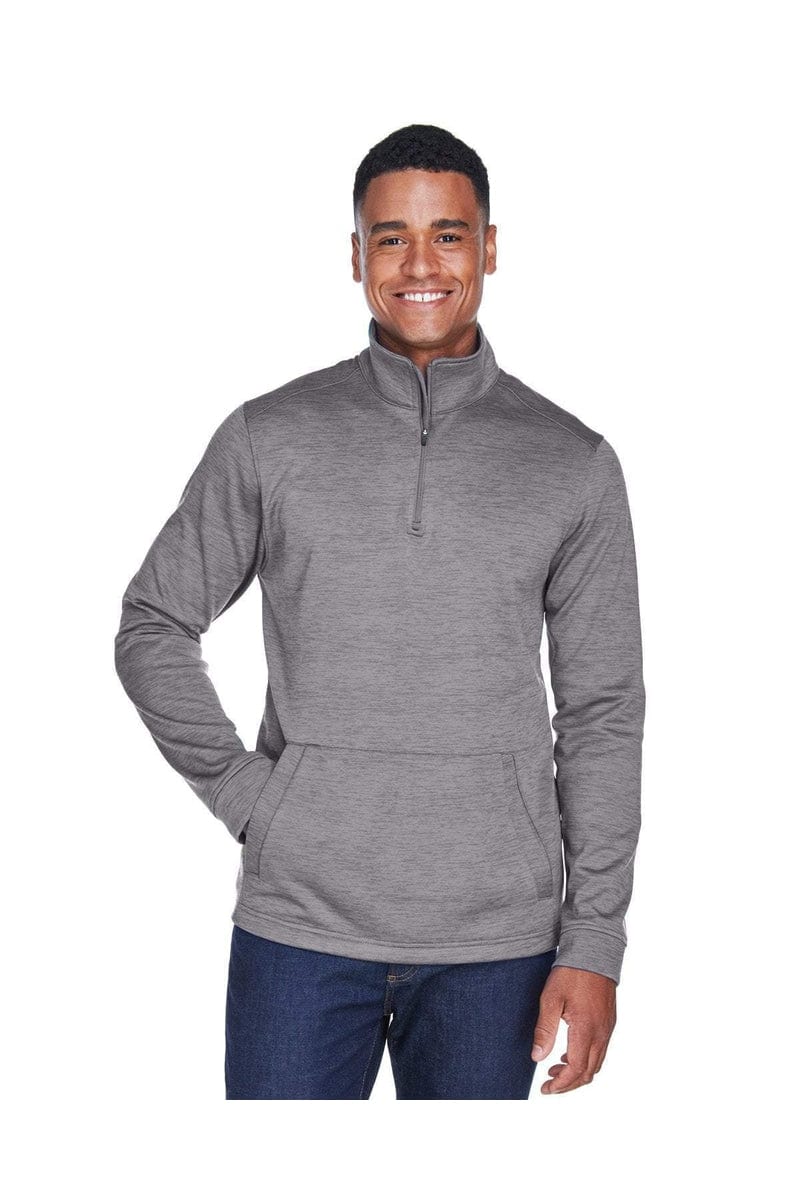 Devon & Jones DG798 Men's Newbury Melange Fleece Quarter-Zip in Dark Grey Heathr