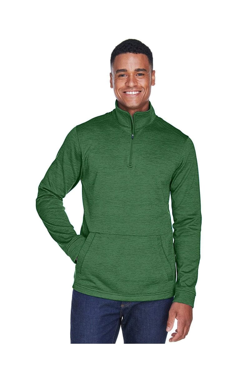 Devon & Jones DG798 Men's Newbury Melange Fleece Quarter-Zip in Forest Heather