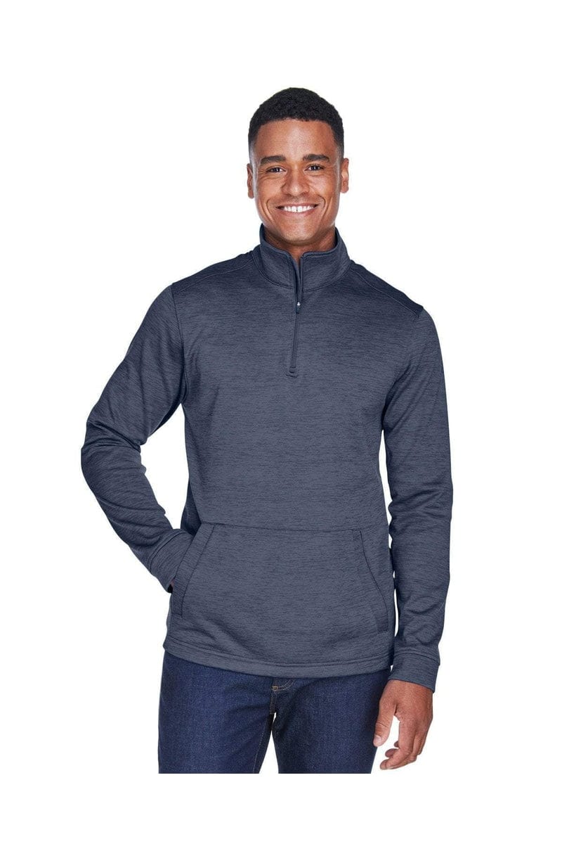 Devon & Jones DG798 Men's Newbury Melange Fleece Quarter-Zip in Navy Heather