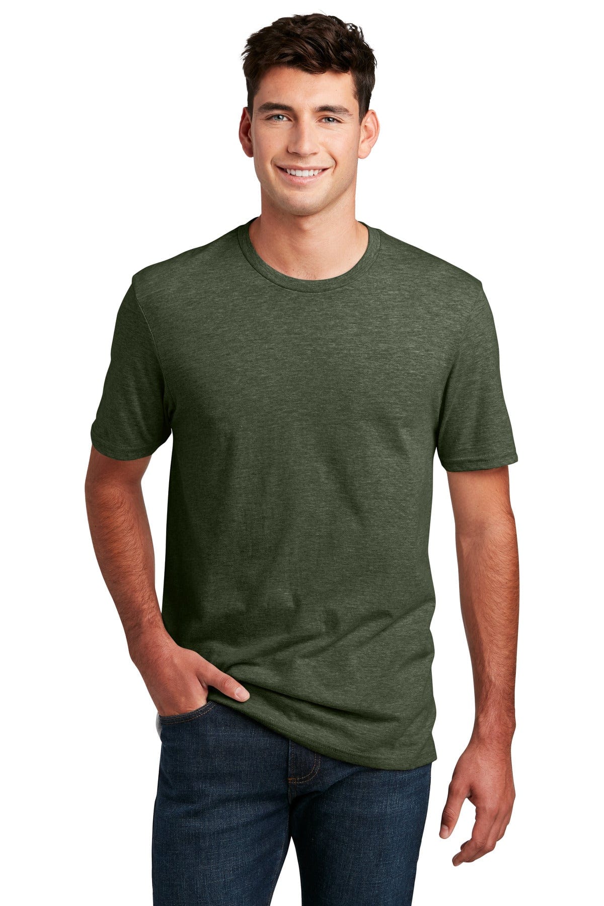 District DM108 Perfect Blend CVC Tee in Heathered Forest Green