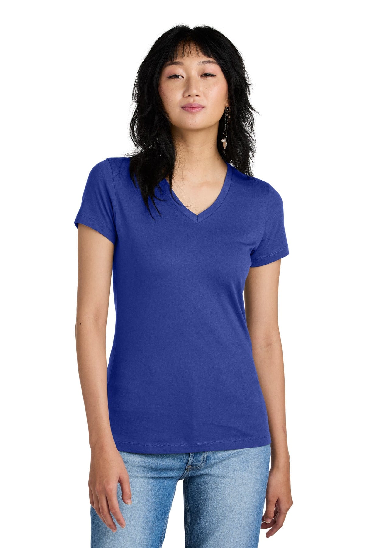 District DM1170L Women's Perfect Weight V-Neck Tee in Deep Royal