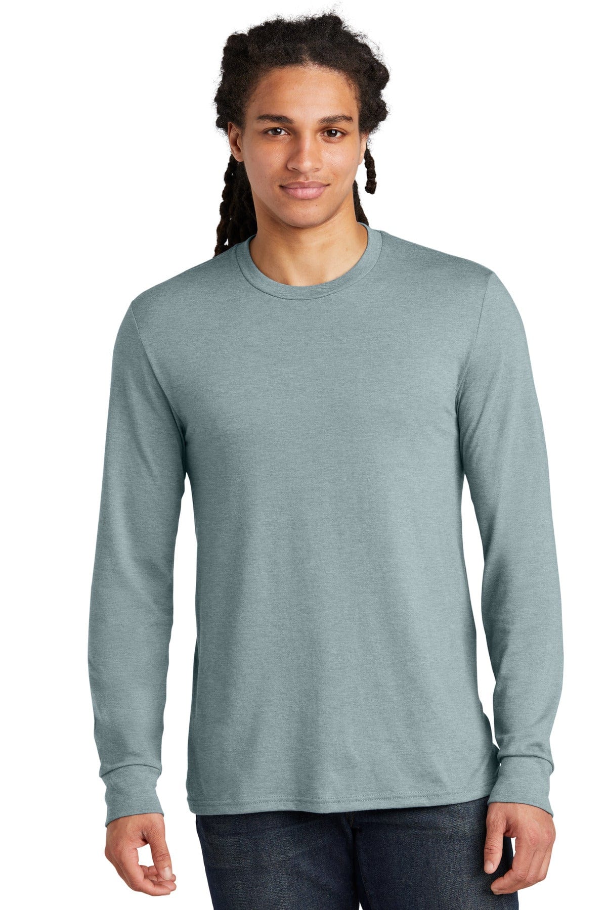 District DM132 Perfect Tri Long Sleeve Tee in Flint Blue Heather