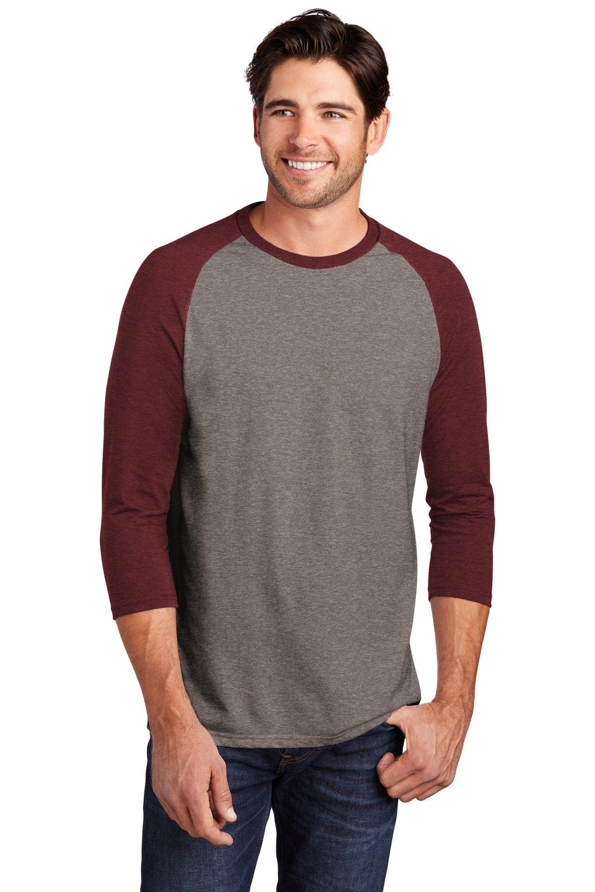 District DM136 Perfect Tri 3/4-Sleeve Raglan in 