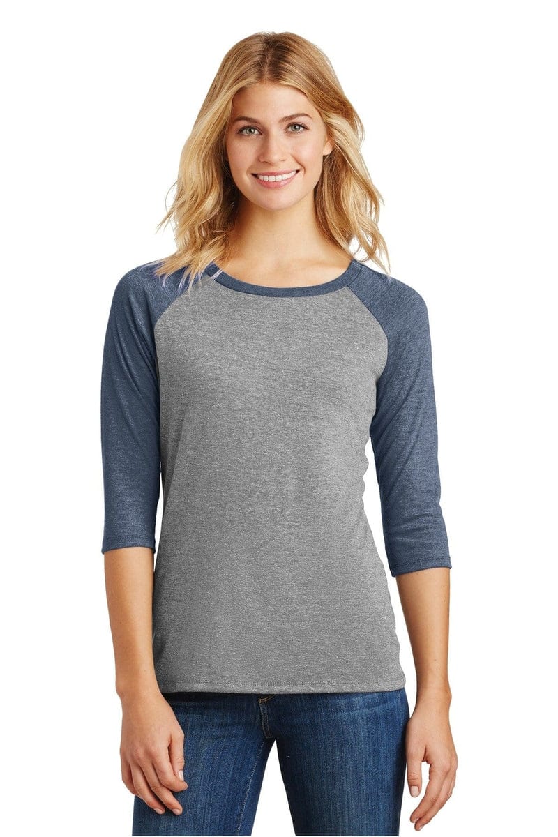 District DM136L Women's Perfect Tri 3/4-Sleeve Raglan in 