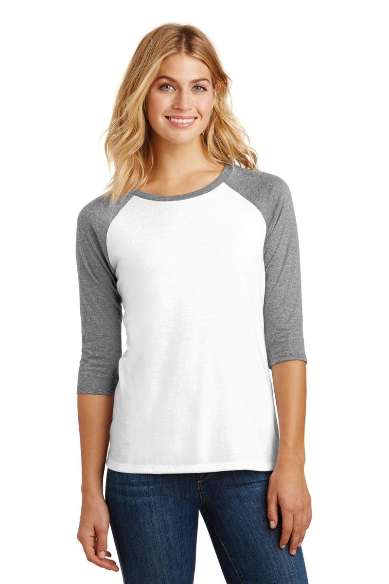District DM136L Women's Perfect Tri 3/4-Sleeve Raglan in 