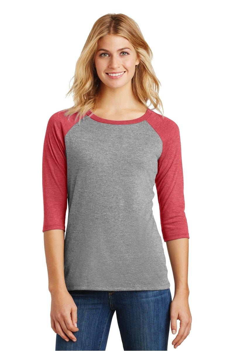 District DM136L Women's Perfect Tri 3/4-Sleeve Raglan in 