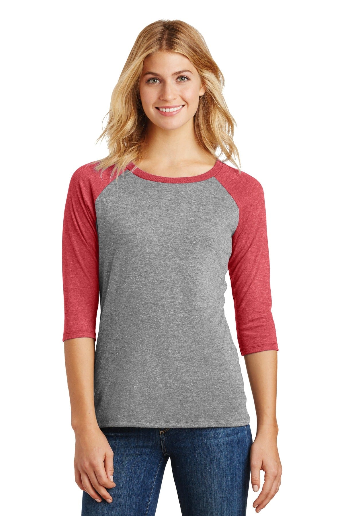 District DM136L Women's Perfect Tri 3/4-Sleeve Raglan in 