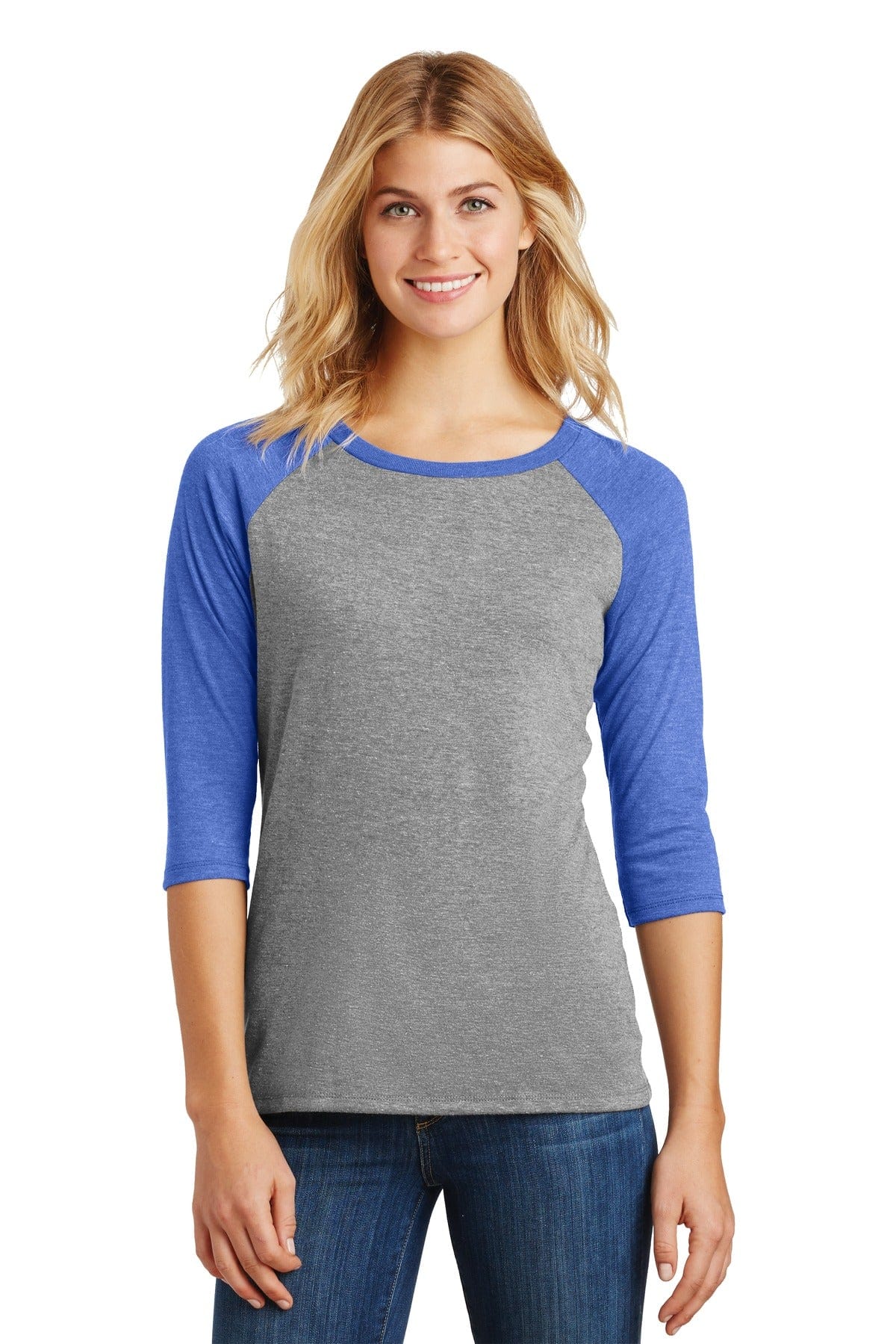District DM136L Women's Perfect Tri 3/4-Sleeve Raglan in 