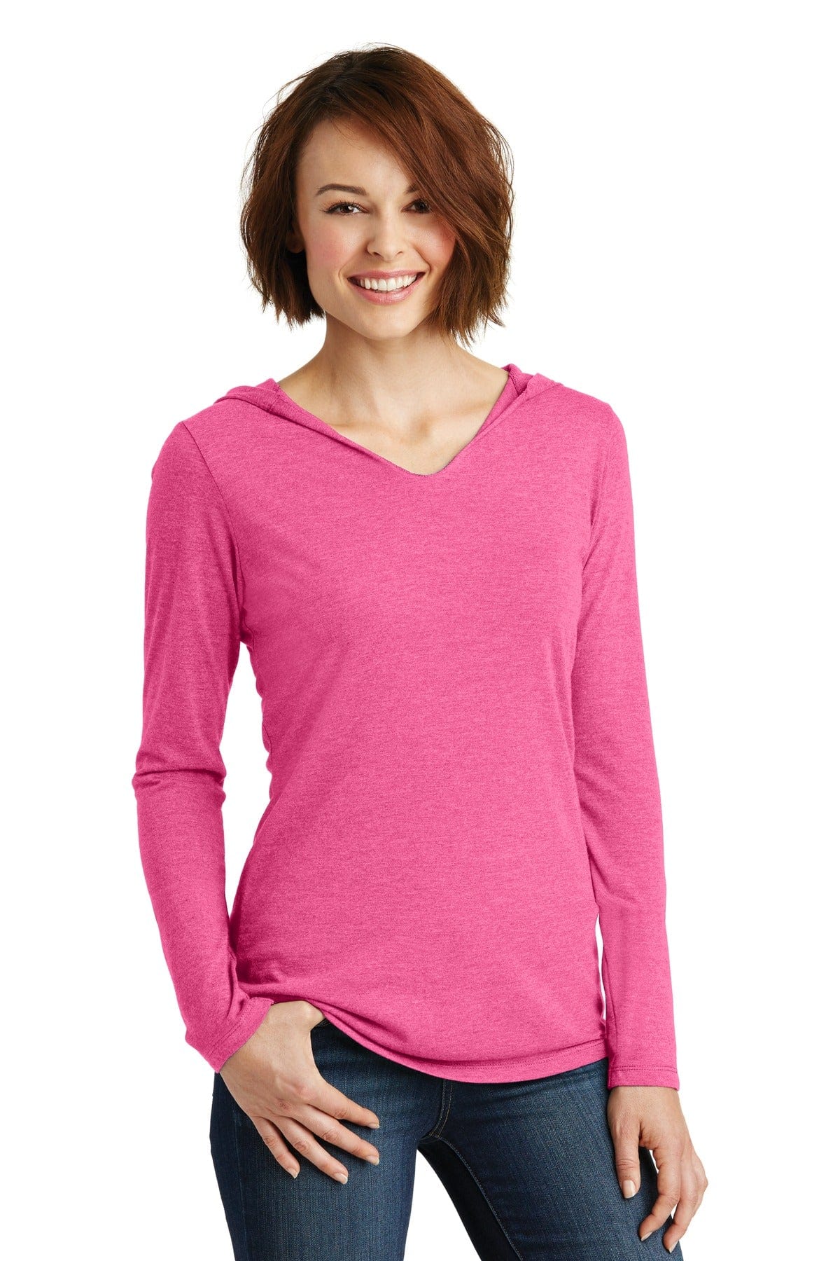 District DM139L Women's Perfect Tri Long Sleeve Hoodie in 