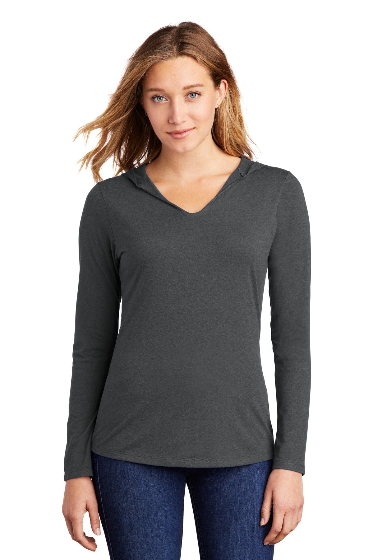 District DM139L Women's Perfect Tri Long Sleeve Hoodie in 