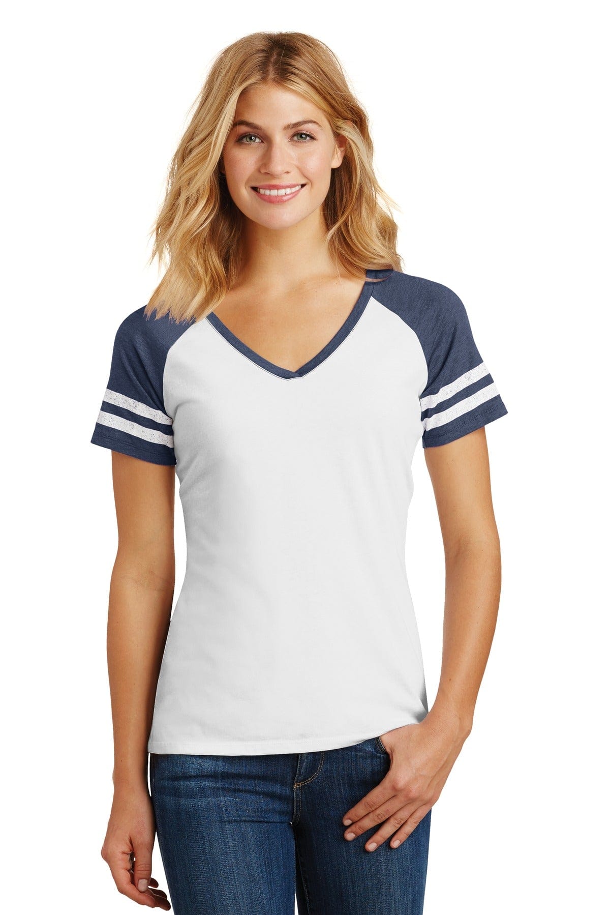 District DM476 Women's Game V-Neck Tee in 