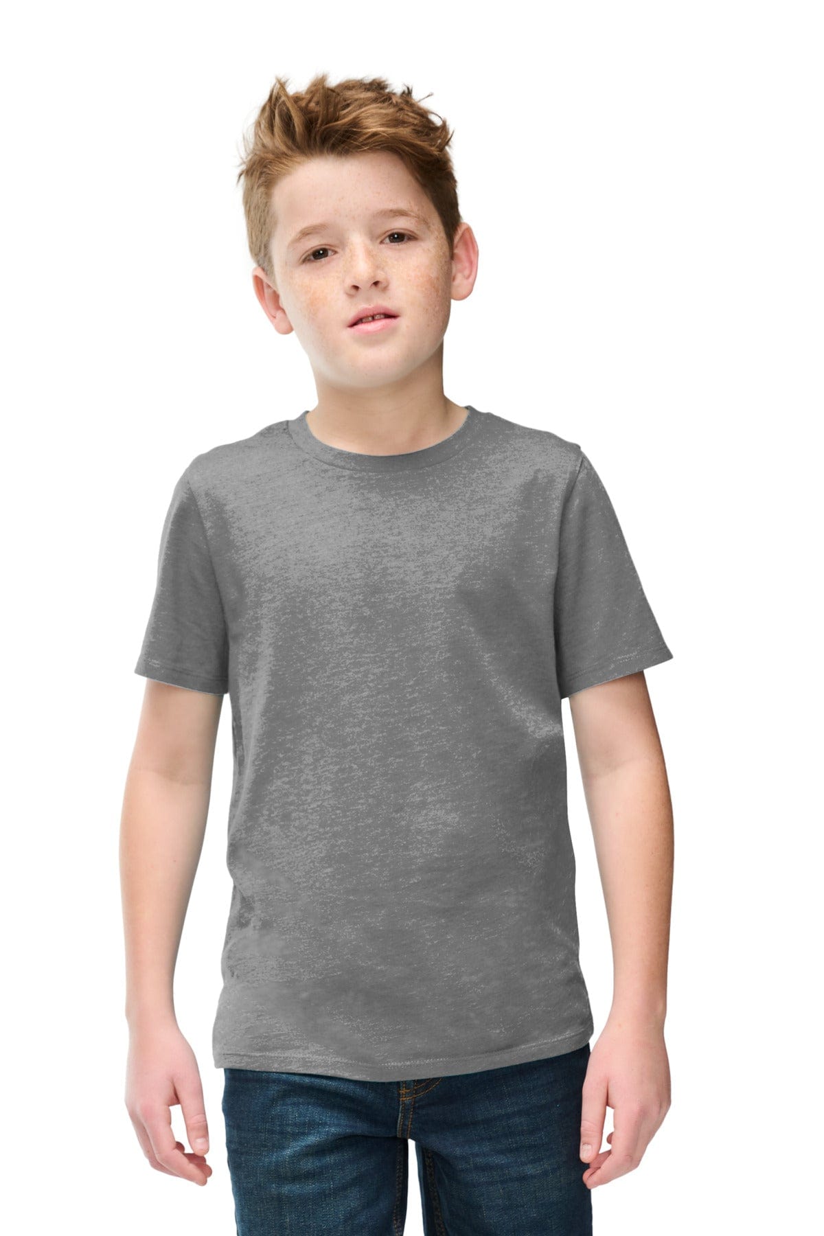 District DT108Y Youth Perfect Blend CVC Tee in Grey Frost