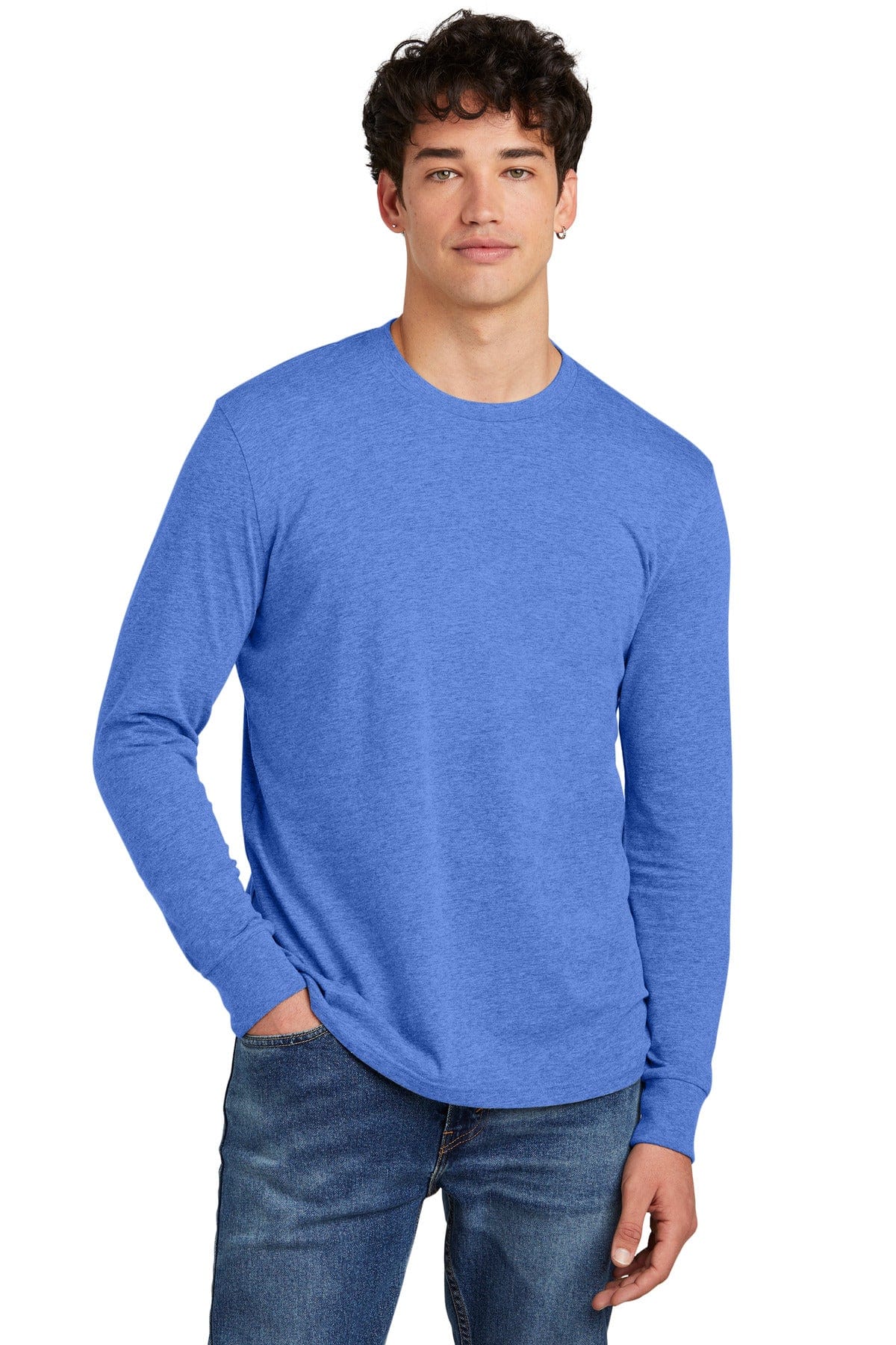District DT109 Perfect Blend CVC Long Sleeve Tee in Heathered Royal