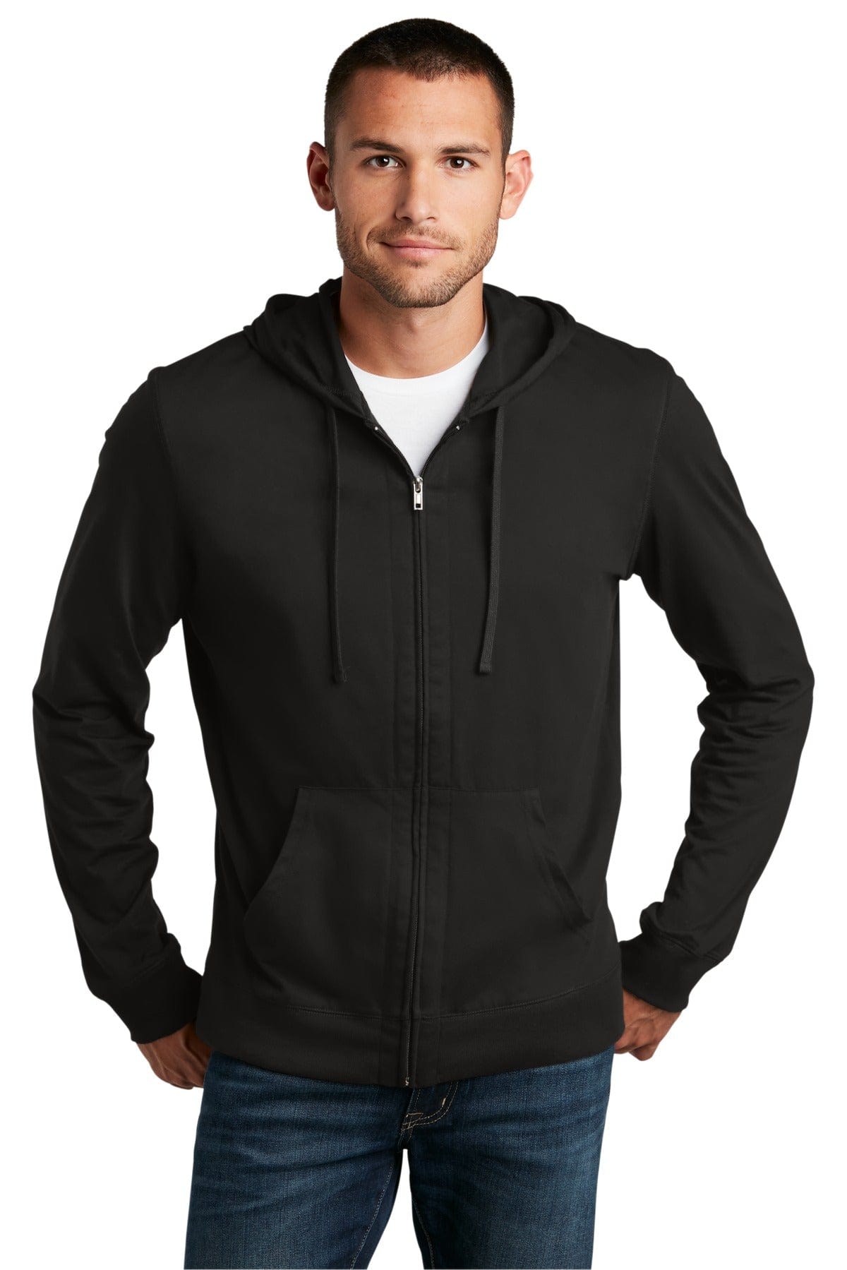 District DT1100 Jersey Full-Zip Hoodie in 
