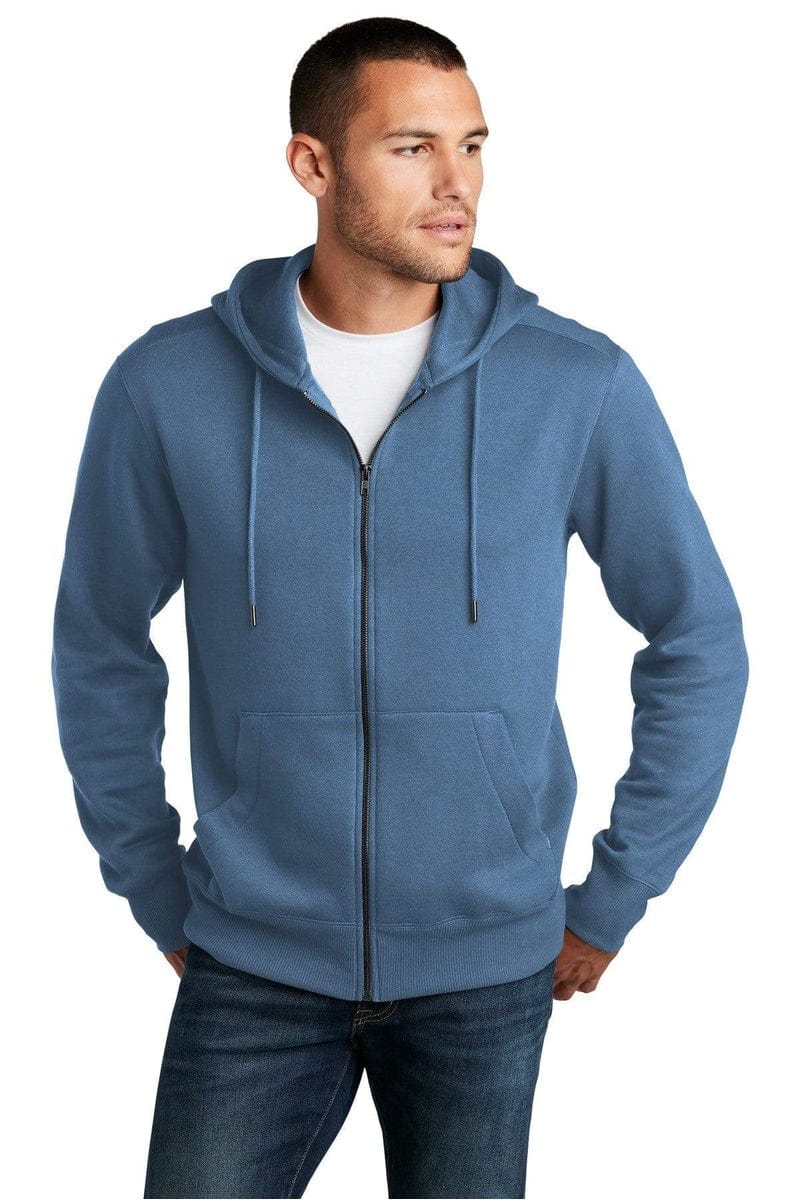 District DT1103 Perfect Weight Fleece Full-Zip Hoodie in 