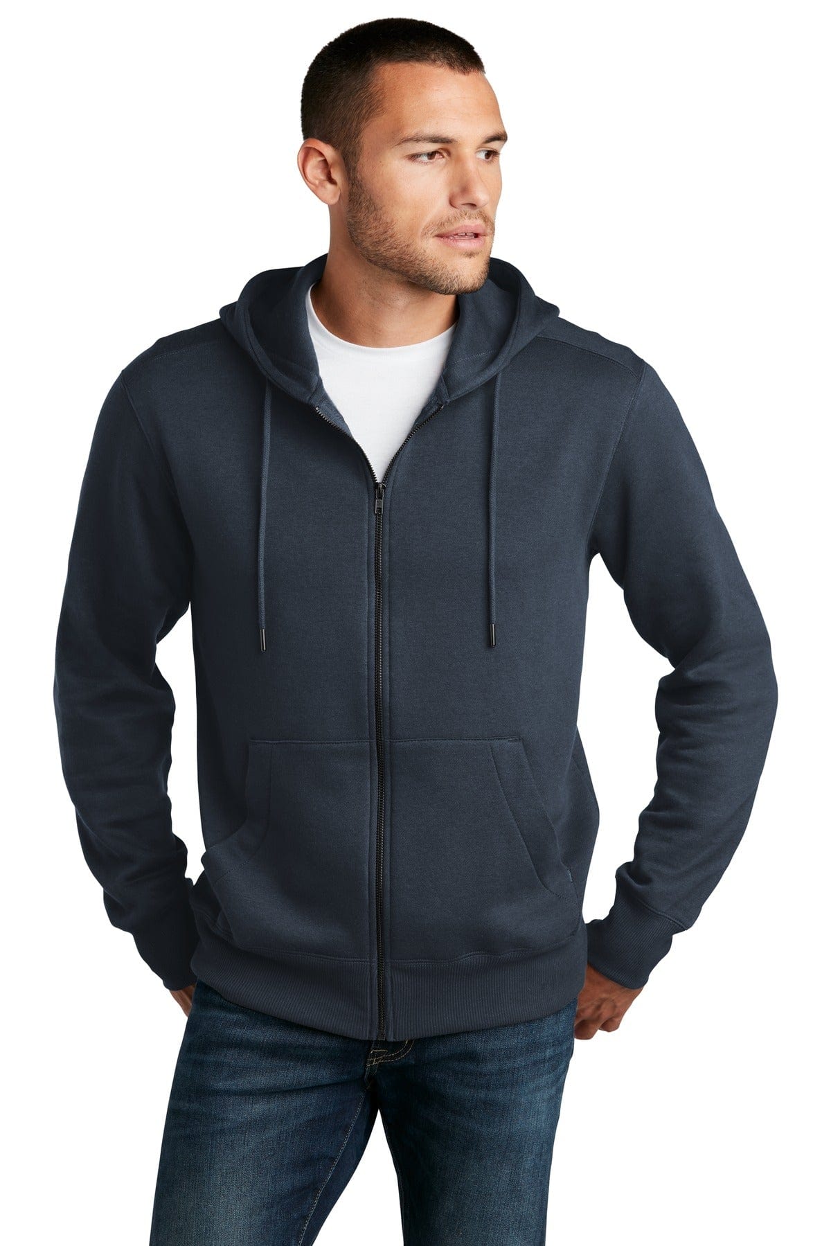 District DT1103 Perfect Weight Fleece Full-Zip Hoodie in 