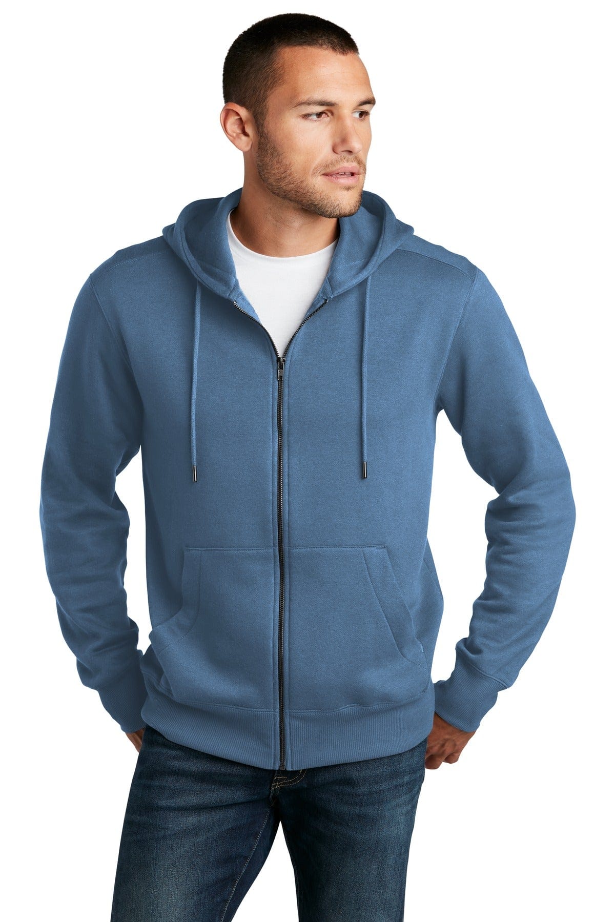 District DT1103 Perfect Weight Fleece Full-Zip Hoodie in 