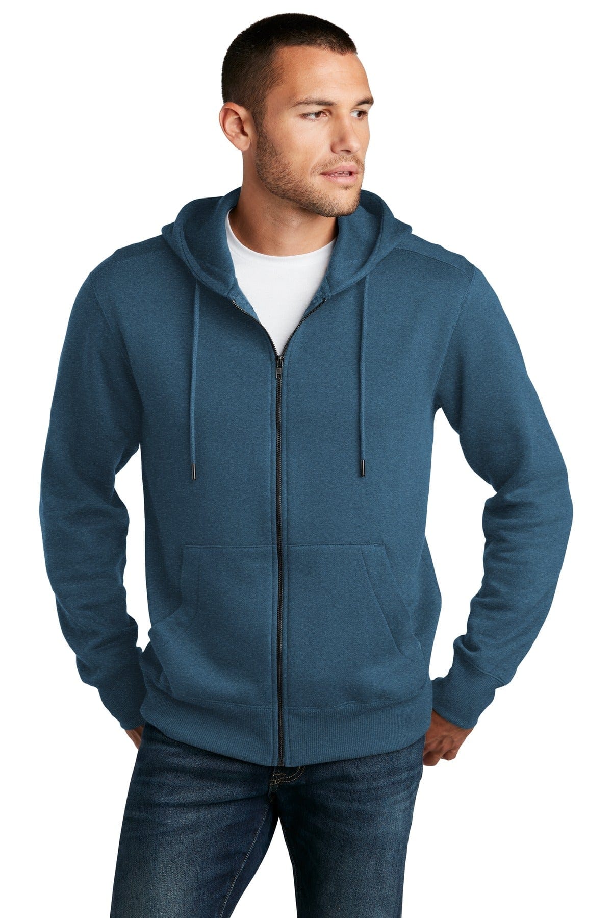 District DT1103 Perfect Weight Fleece Full-Zip Hoodie in 