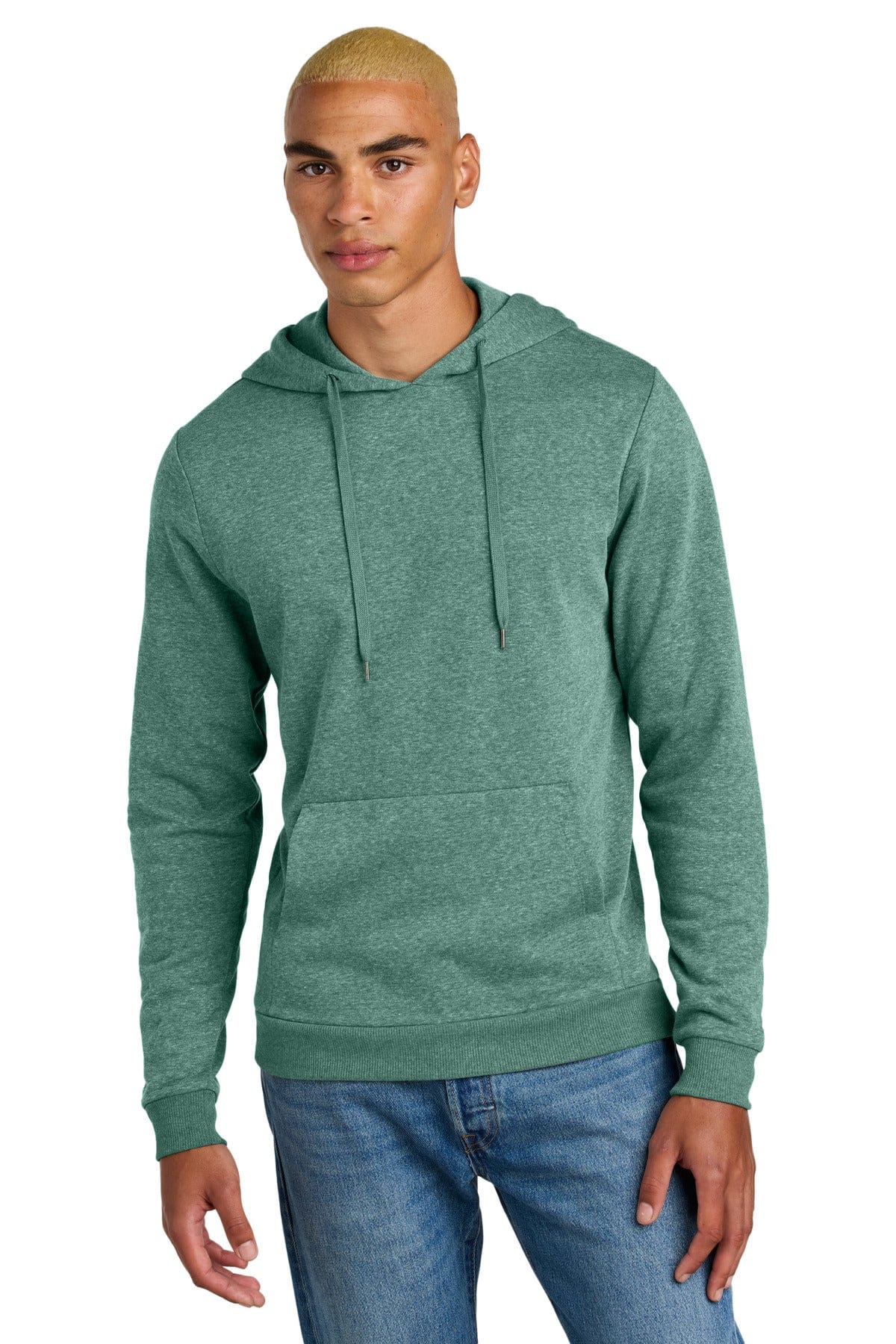 District DT1300 Perfect Tri Fleece Pullover Hoodie in Heathered Eucalyptus Blue