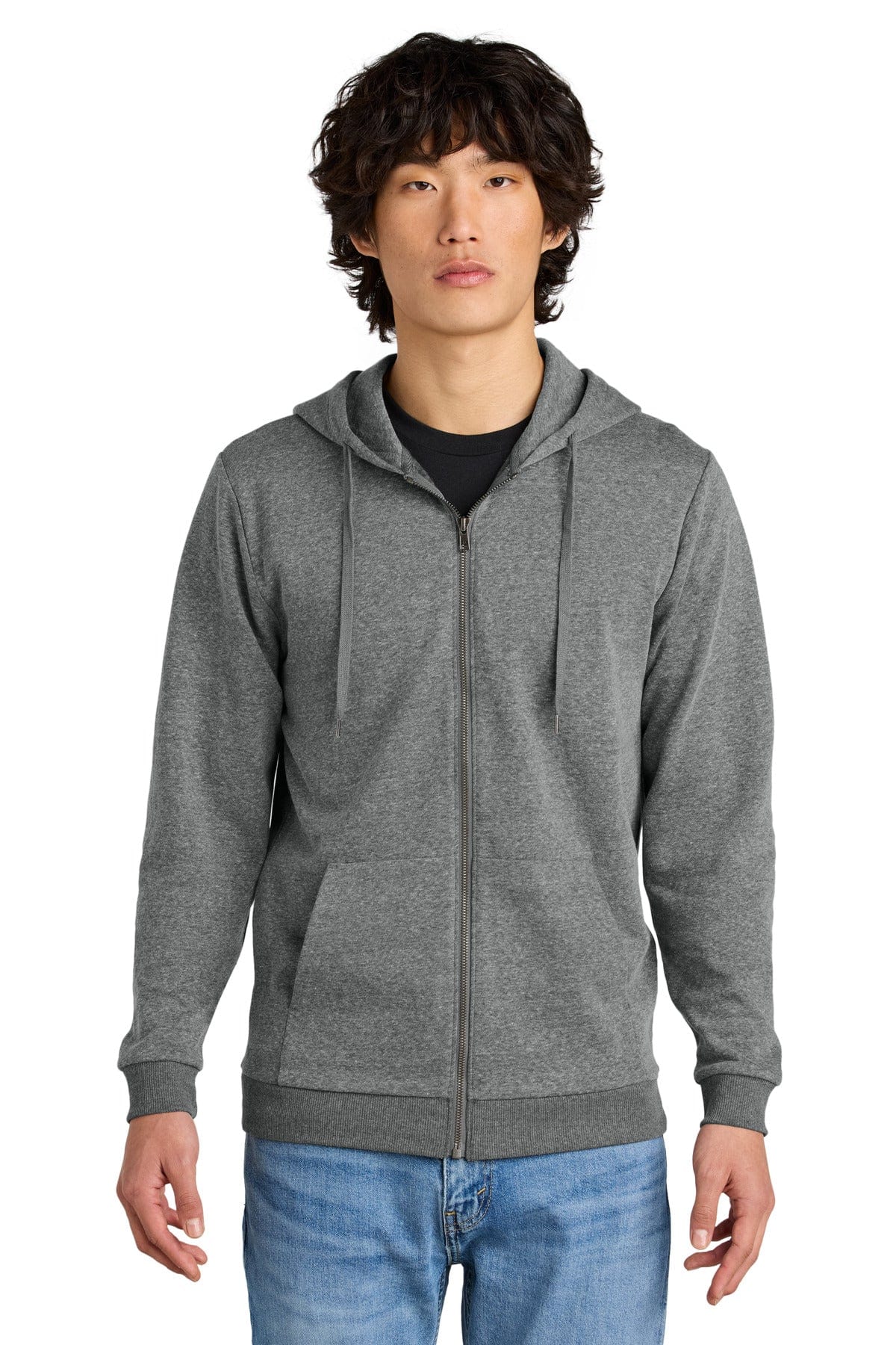 District DT1302 Perfect Tri Fleece Full-Zip Hoodie in Grey Frost