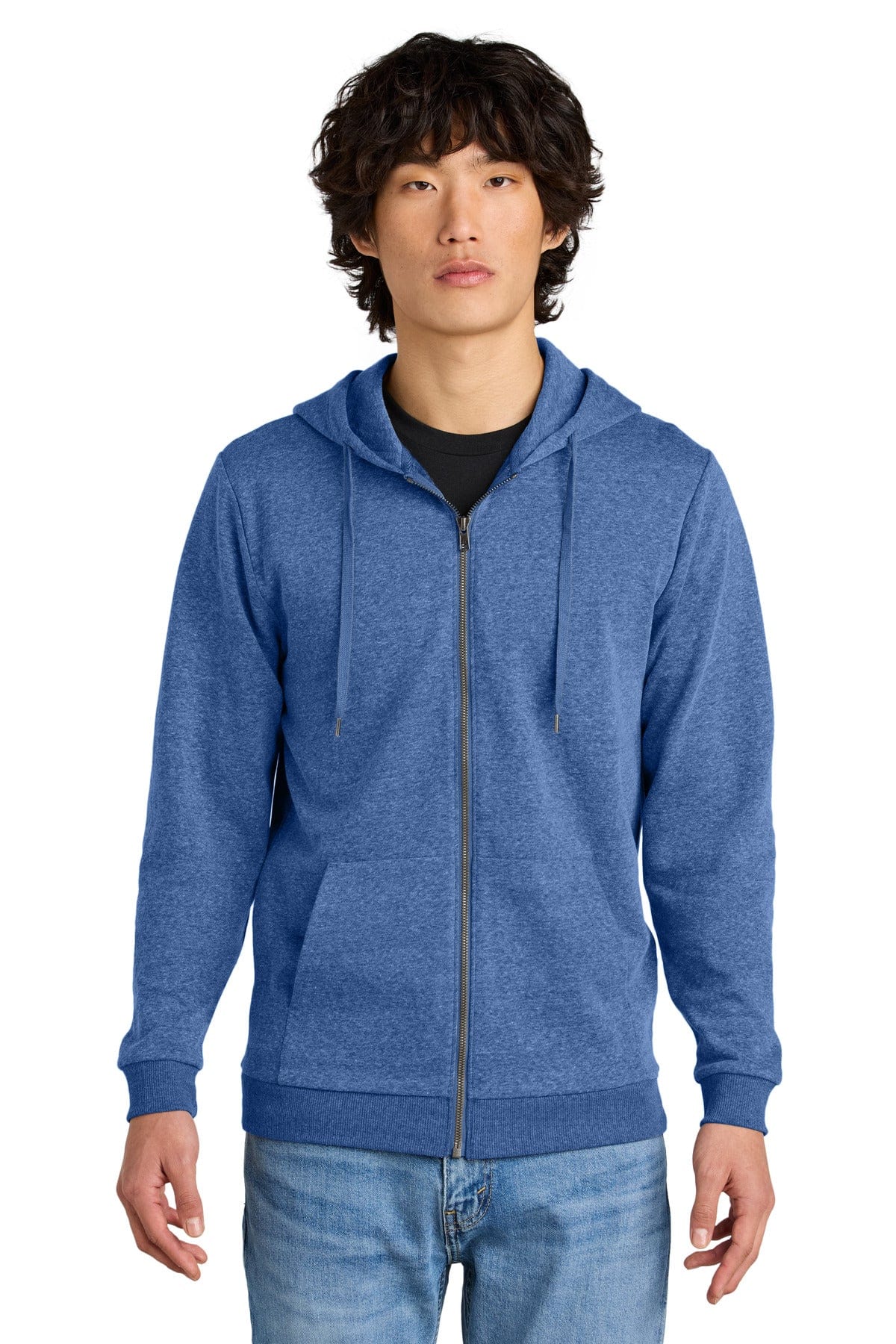 District DT1302 Perfect Tri Fleece Full-Zip Hoodie in Royal Frost