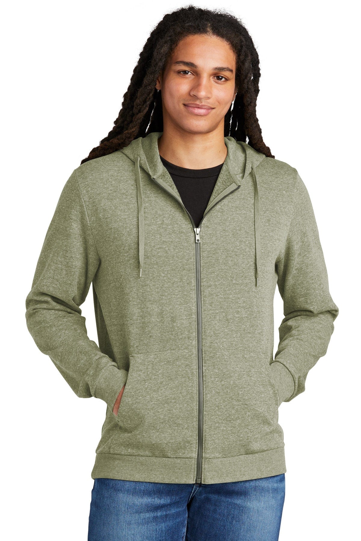 District DT1302 Perfect Tri Fleece Full-Zip Hoodie in 