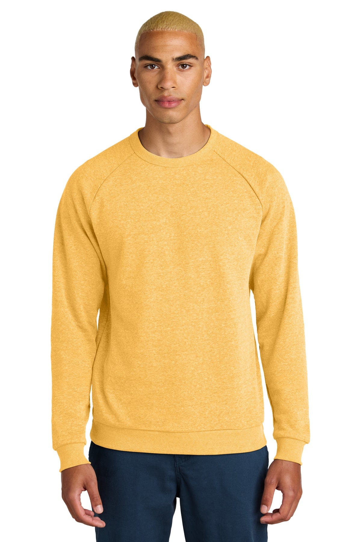 District DT1304 Perfect Tri Fleece Crewneck Sweatshirt in Ochre Yellow Heather