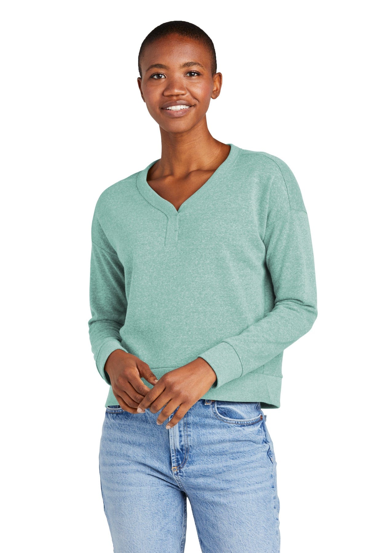 District DT1312 Women's Perfect Tri Fleece V-Neck Sweatshirt in 