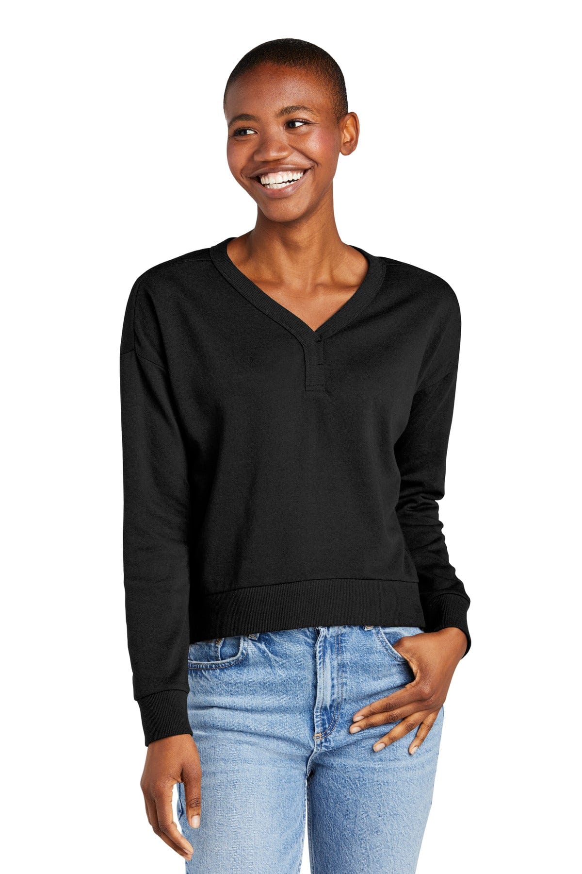 District DT1312 Women's Perfect Tri Fleece V-Neck Sweatshirt in 
