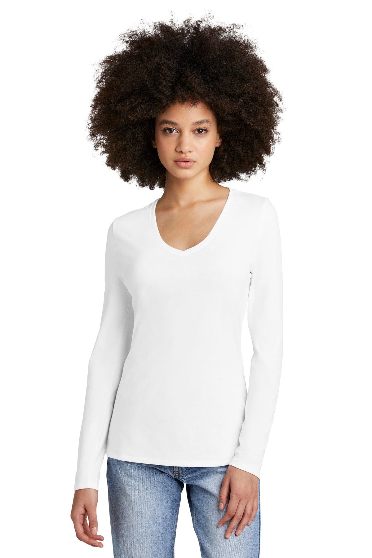 District DT135 Women's Perfect Tri Long Sleeve V-Neck Tee in 
