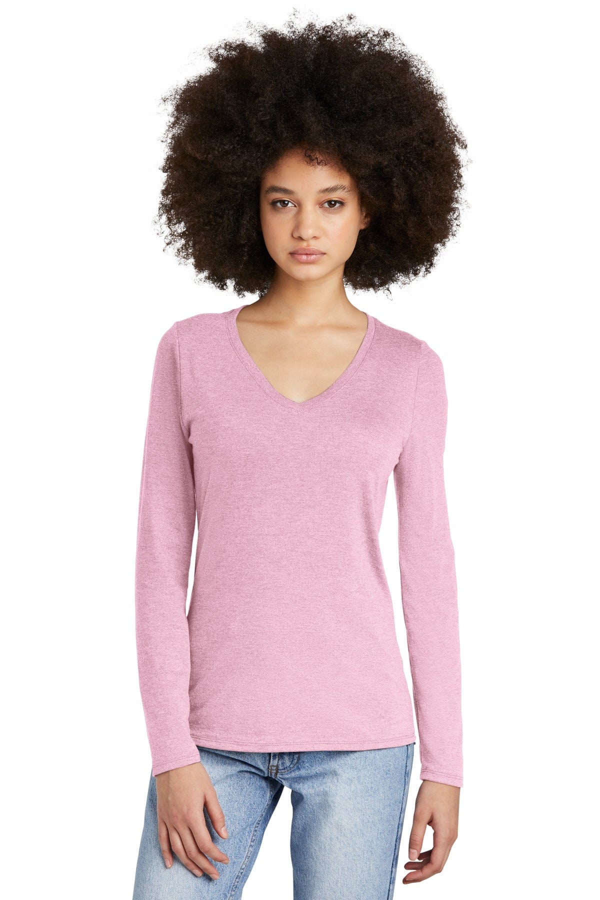District DT135 Women's Perfect Tri Long Sleeve V-Neck Tee in 