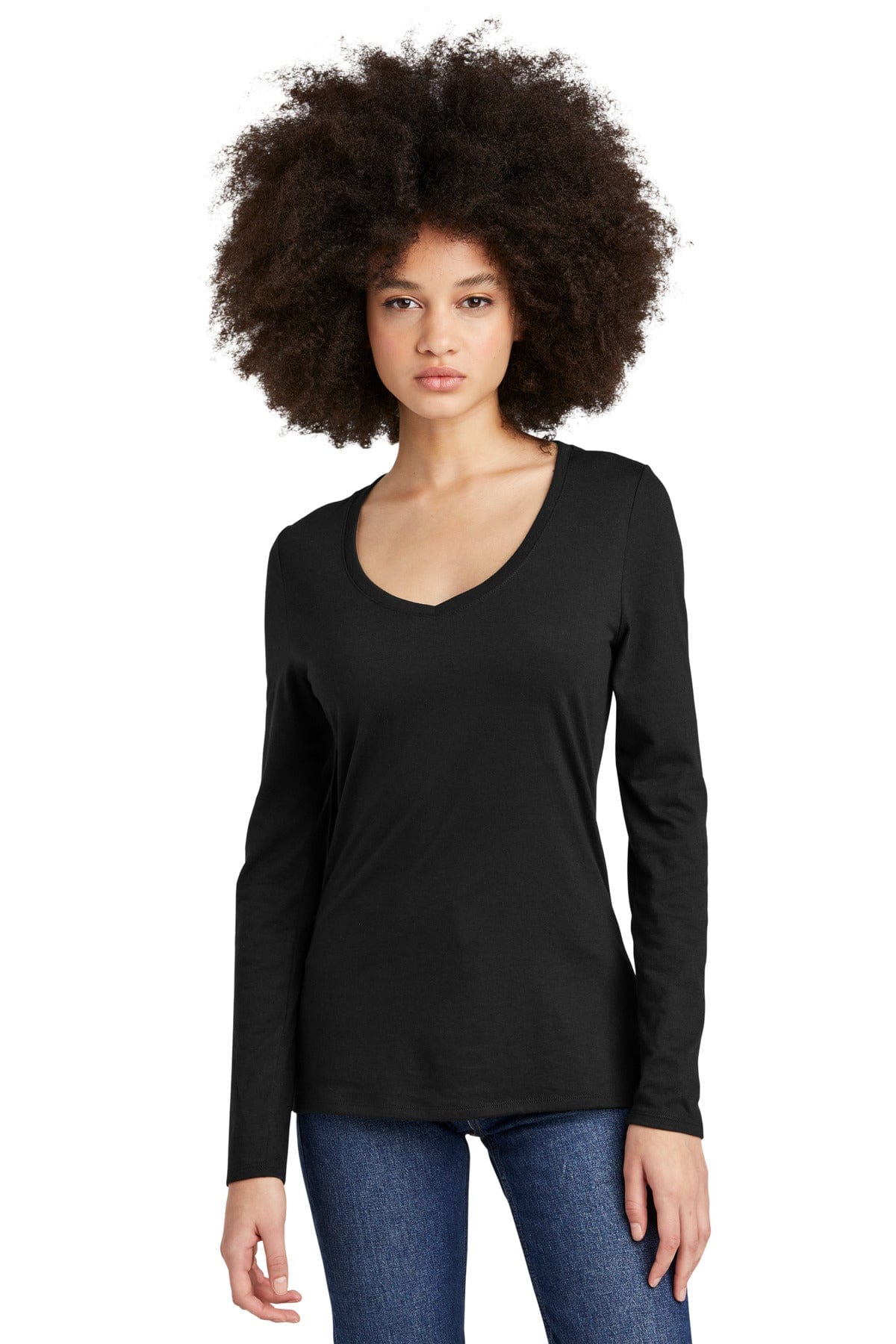 District DT135 Women's Perfect Tri Long Sleeve V-Neck Tee in 