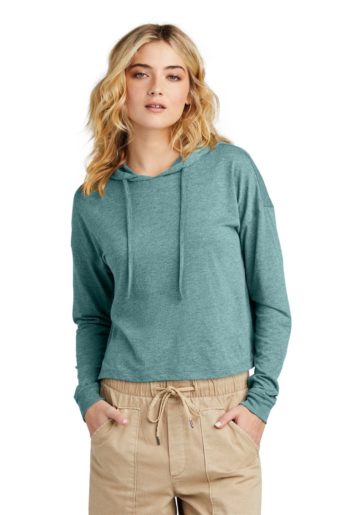 District DT1390L Women's Perfect Tri Midi Long Sleeve Hoodie in 