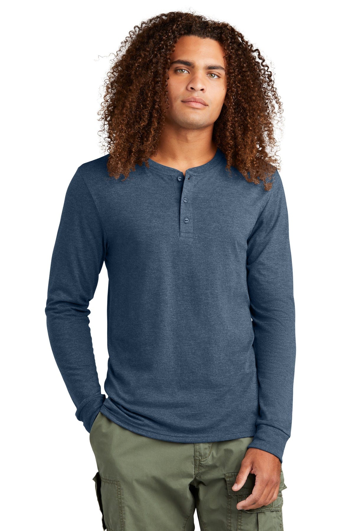 District DT145 Perfect Tri Long Sleeve Henley in 