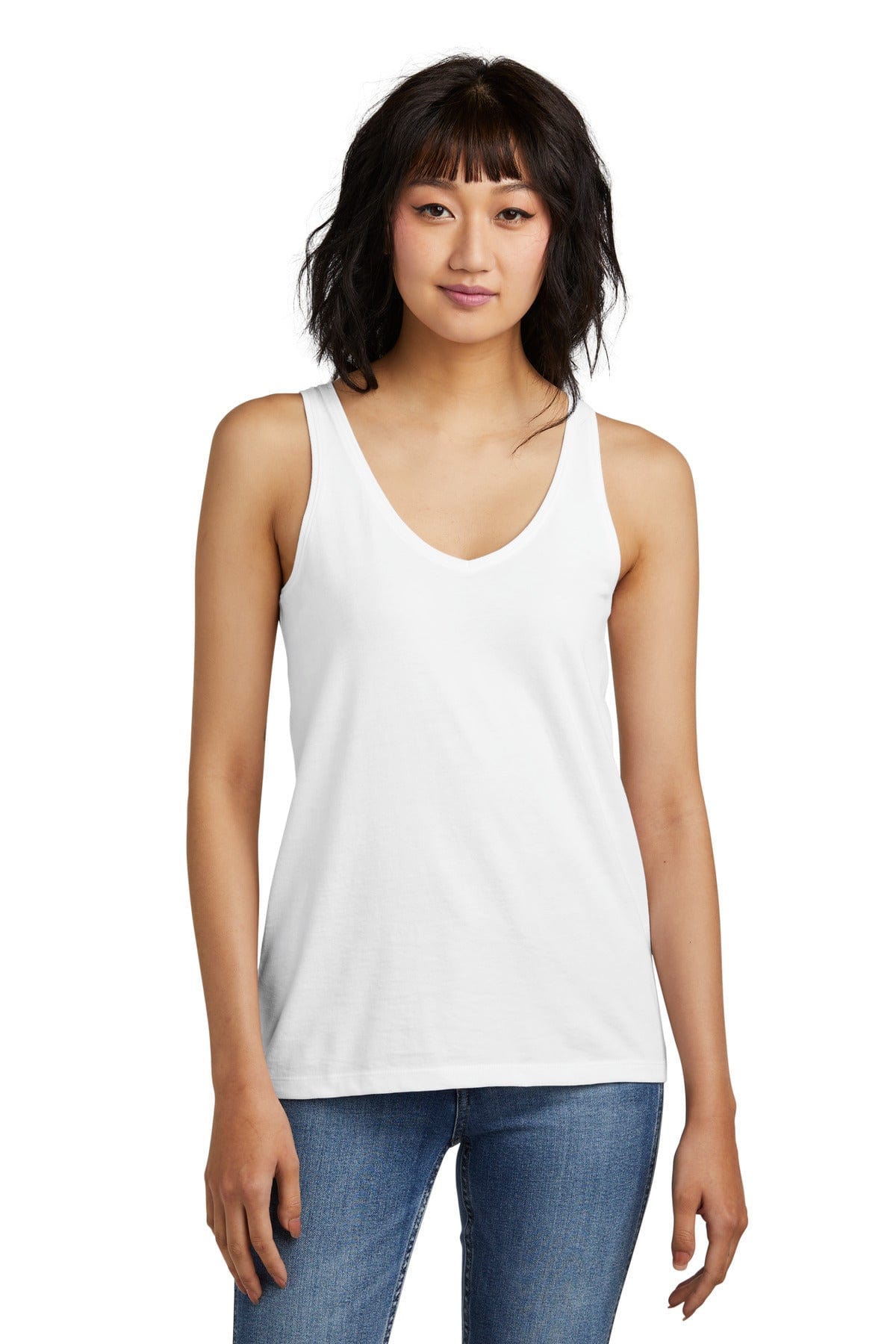 District DT154 Women's Perfect Blend CVC V-Neck Tank in 