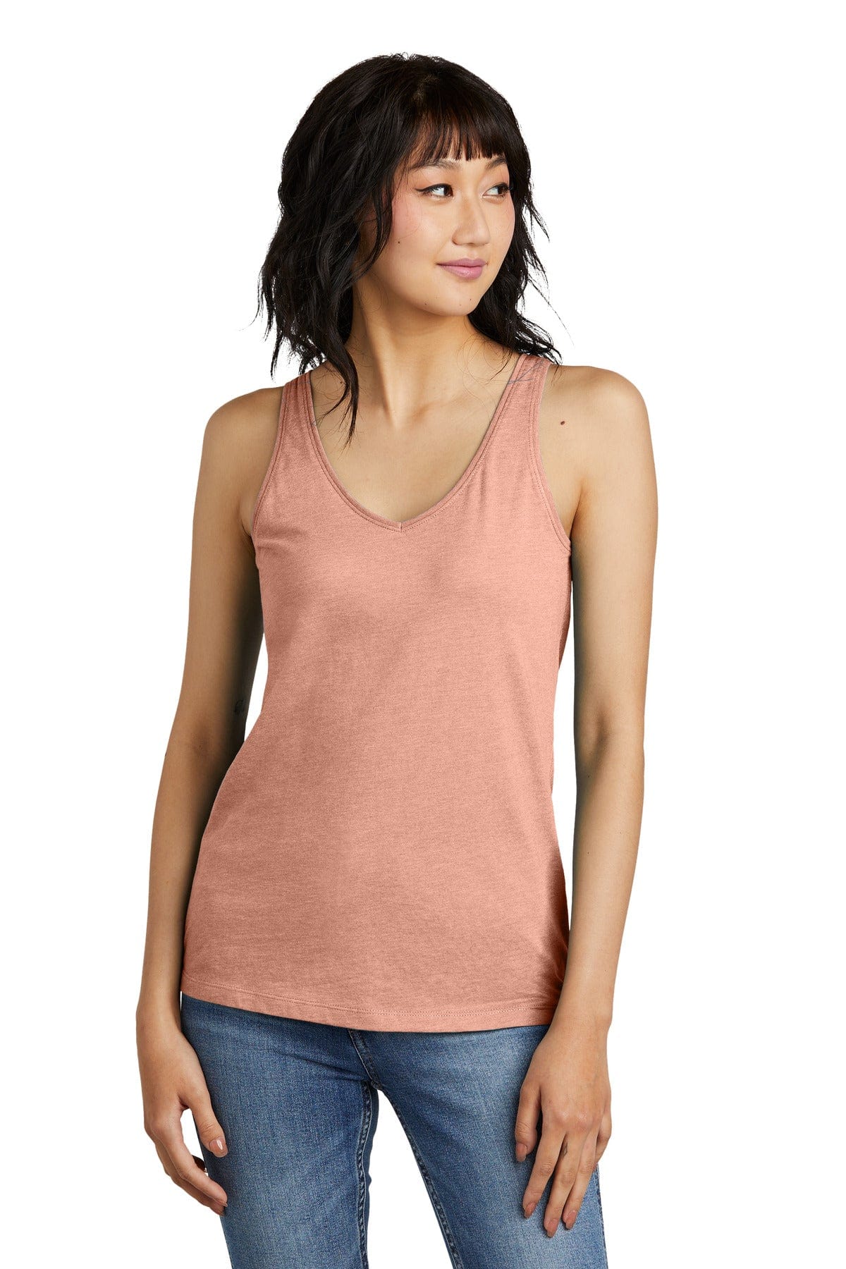 District DT154 Women's Perfect Blend CVC V-Neck Tank in 