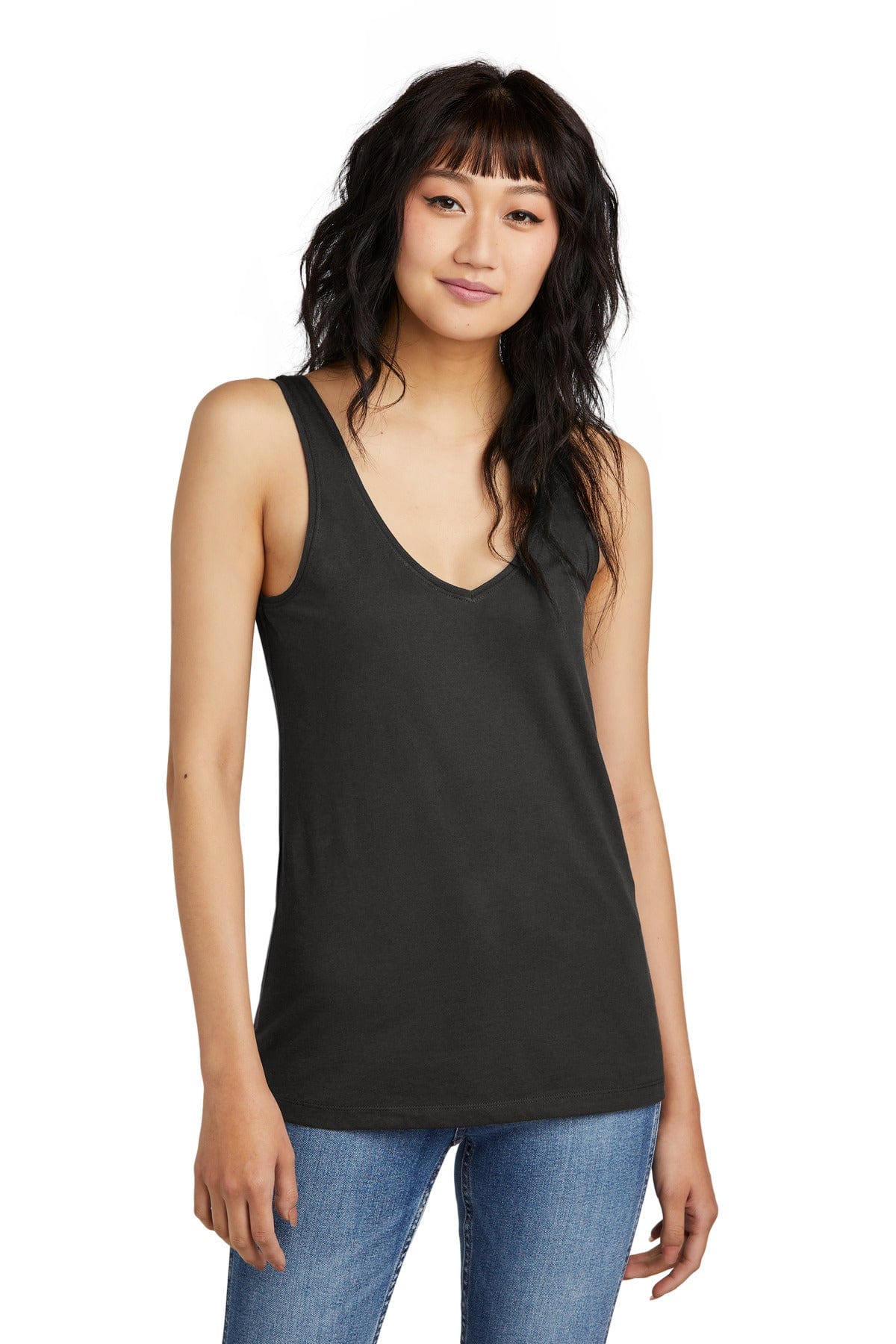 District DT154 Women's Perfect Blend CVC V-Neck Tank in 