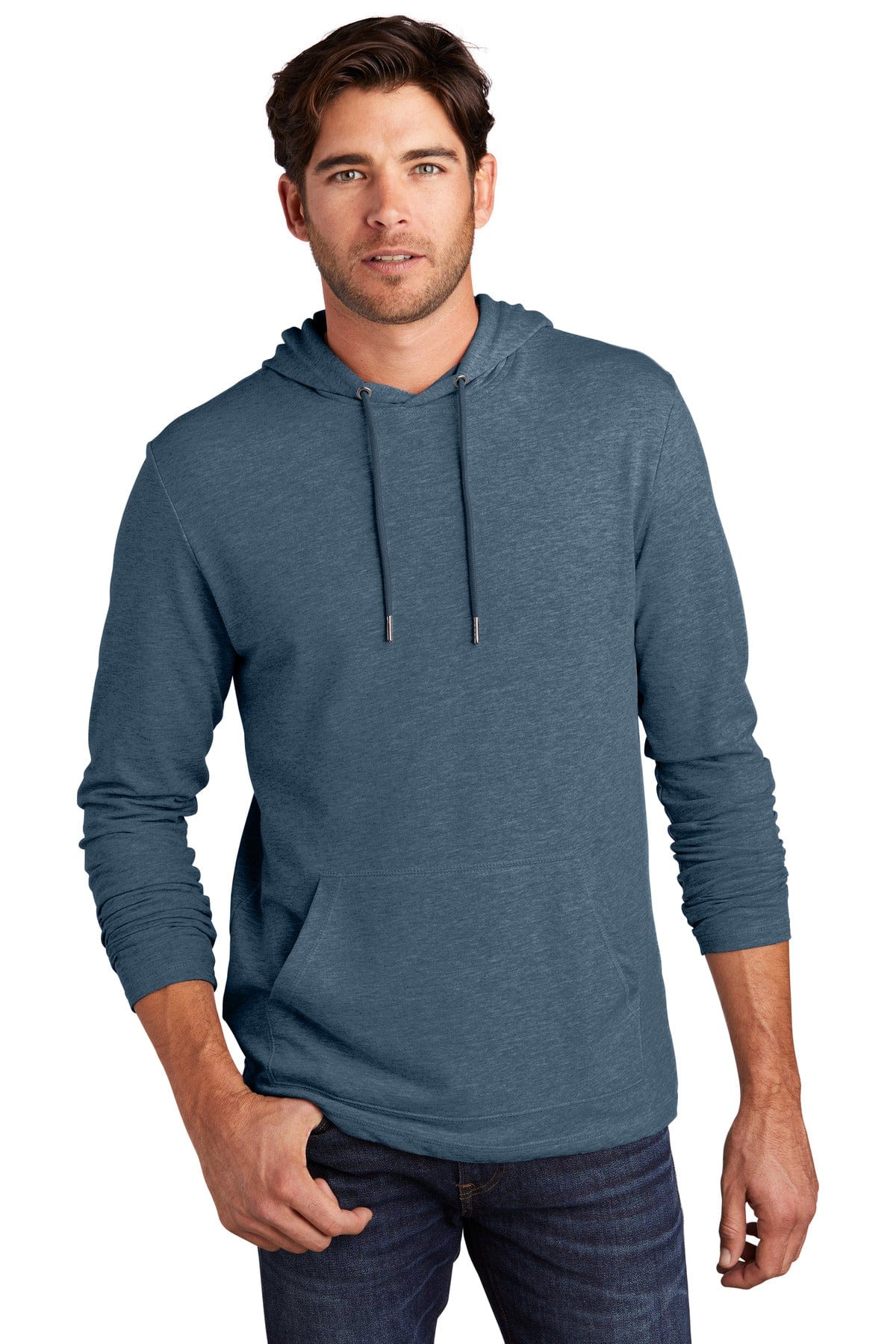 District DT571 Featherweight French Terry Hoodie in Washed Indigo