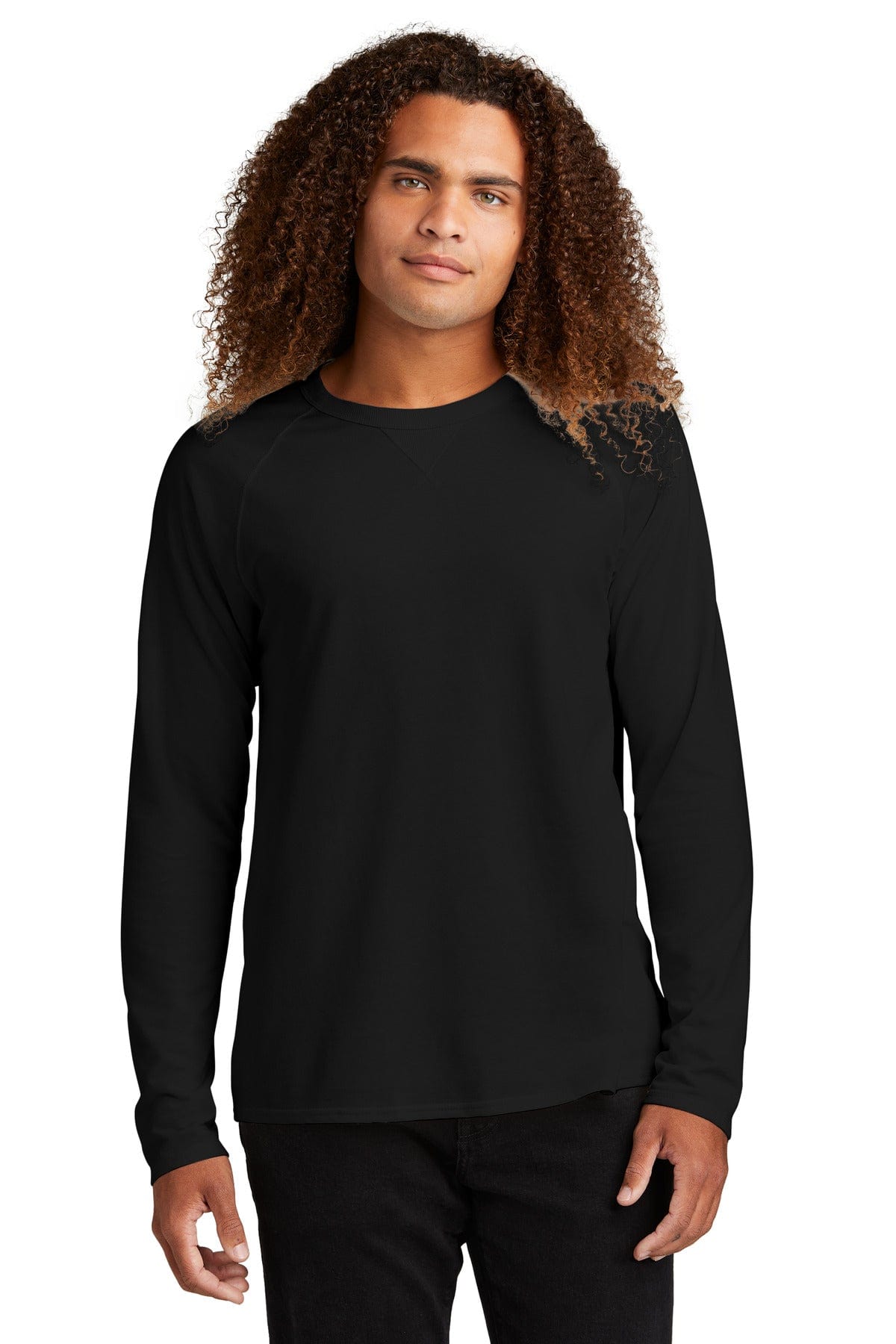District DT572 Featherweight French Terry Long Sleeve Crewneck in Black