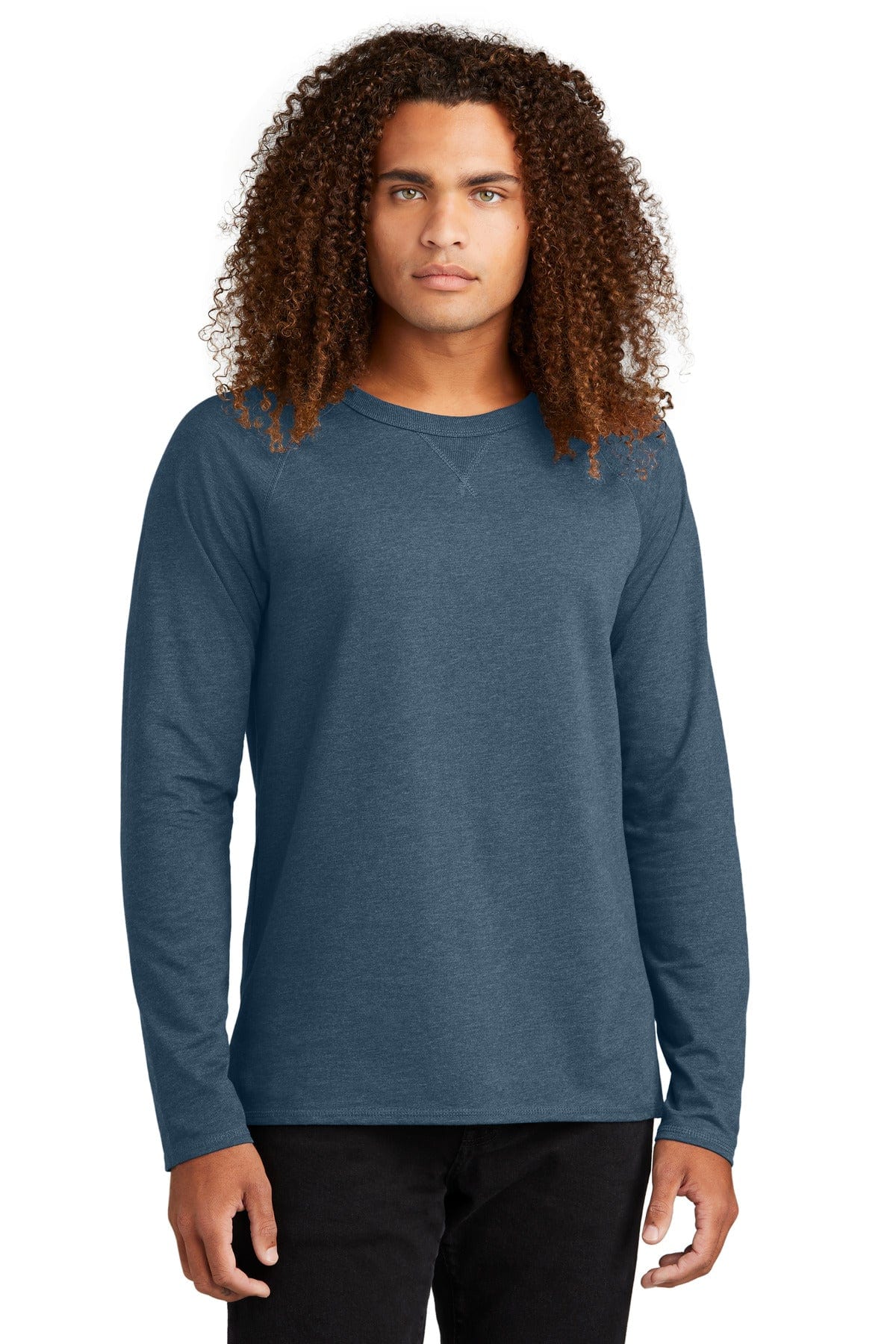 District DT572 Featherweight French Terry Long Sleeve Crewneck in Washed Indigo