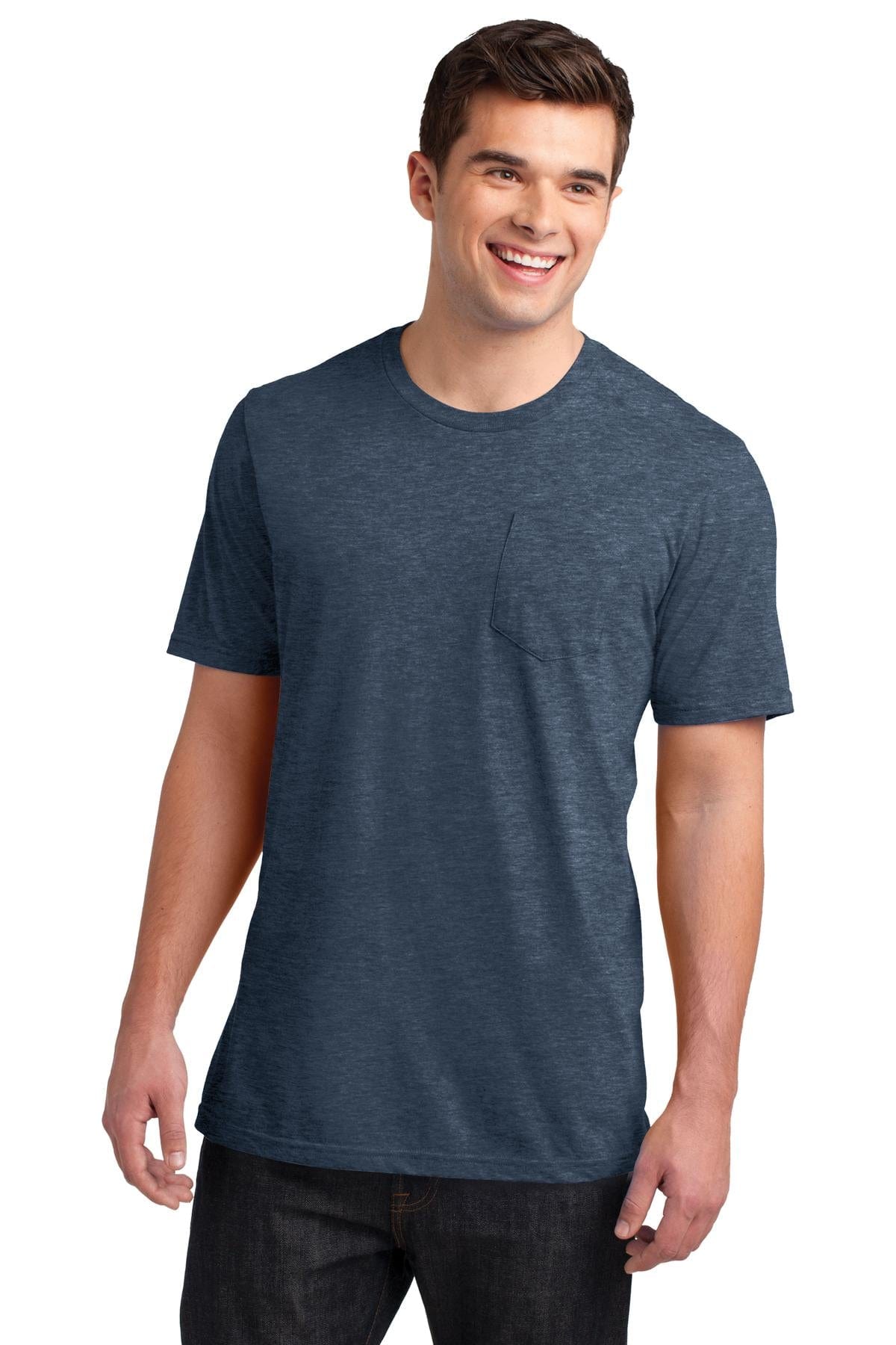 District DT6000P Very Important Tee with Pocket in Heathered Navy