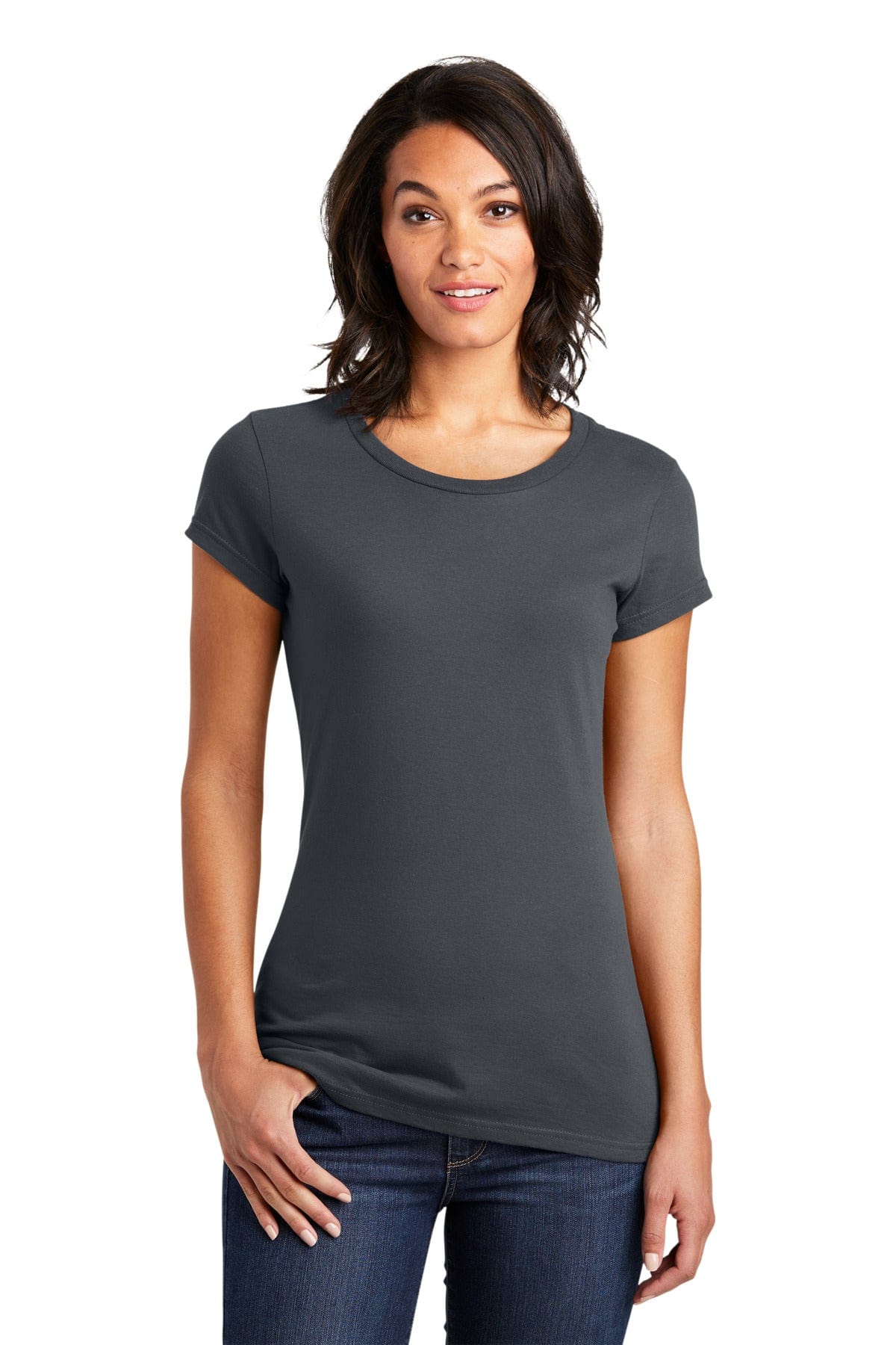 District DT6001 Women's Fitted Very Important Tee in Charcoal