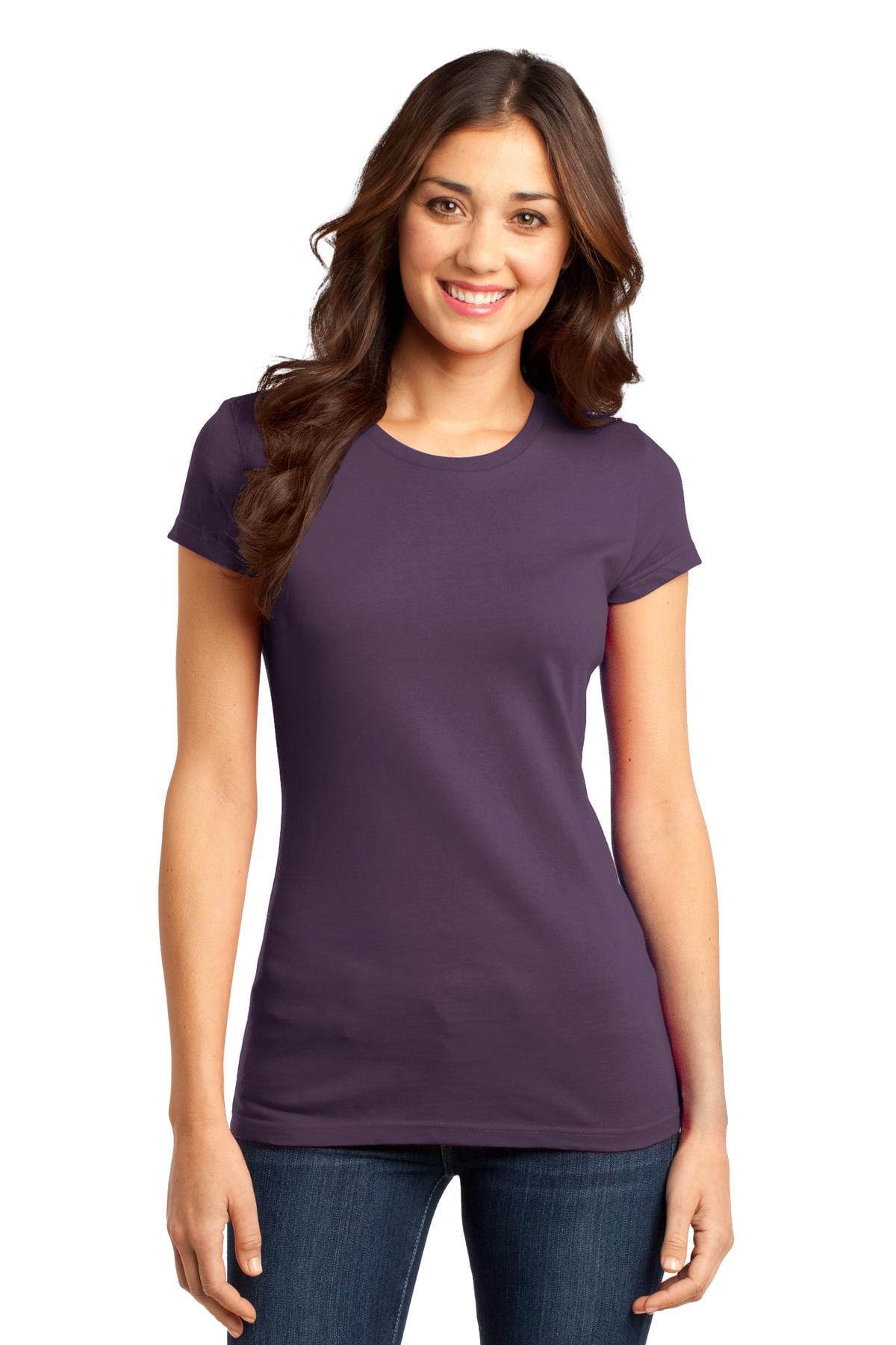 District DT6001 Women's Fitted Very Important Tee in Eggplant