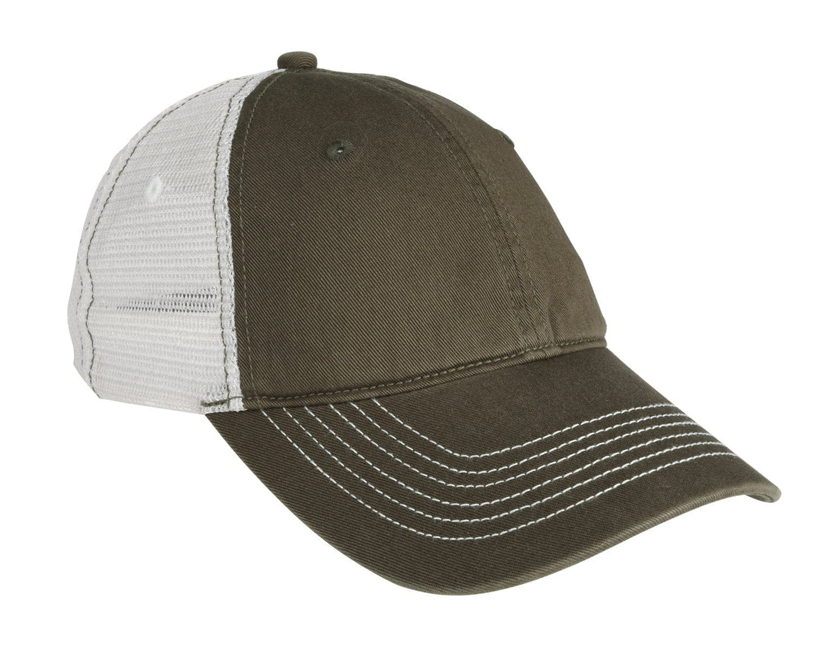 District DT607 Mesh Back Cap in Army/ White