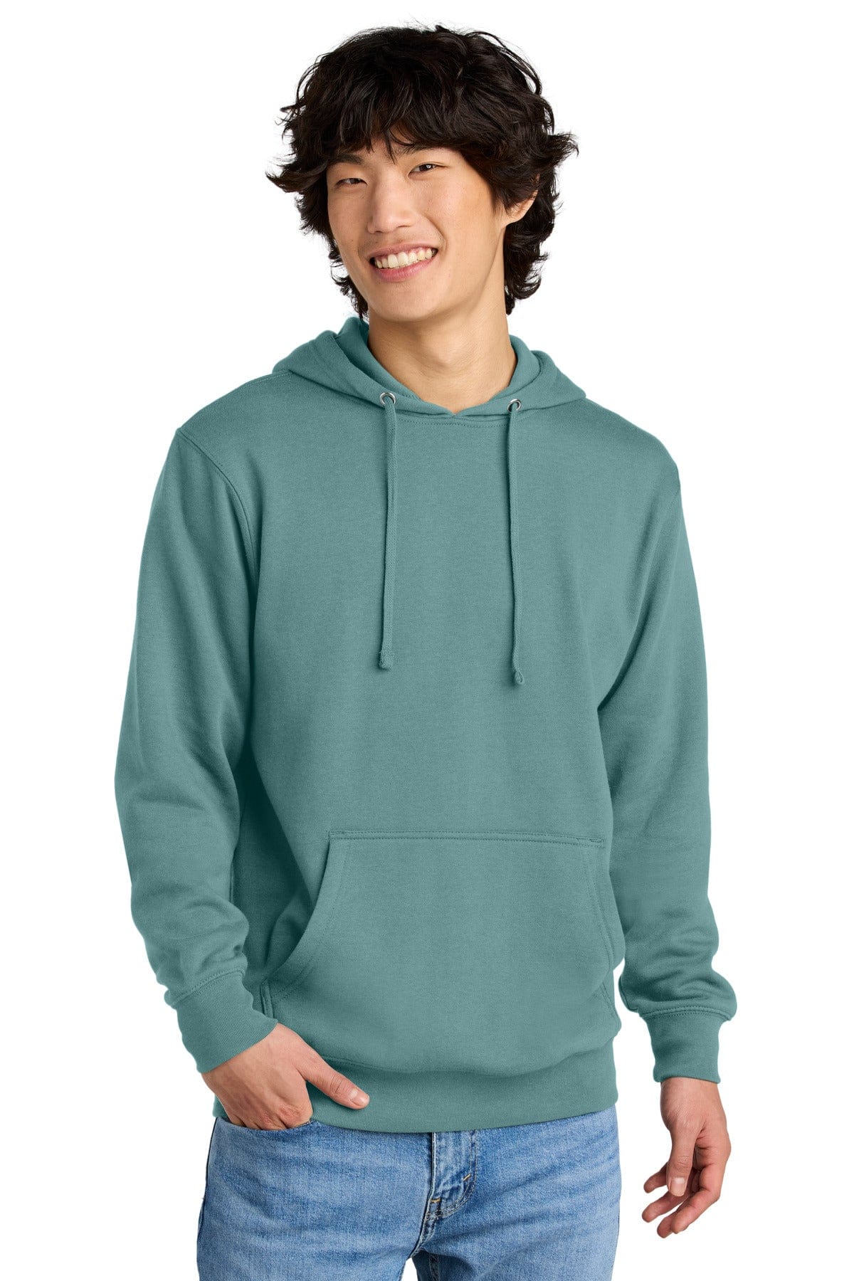 District DT6100 Blank Fleece Hoodie in Eucalyptus Blue
